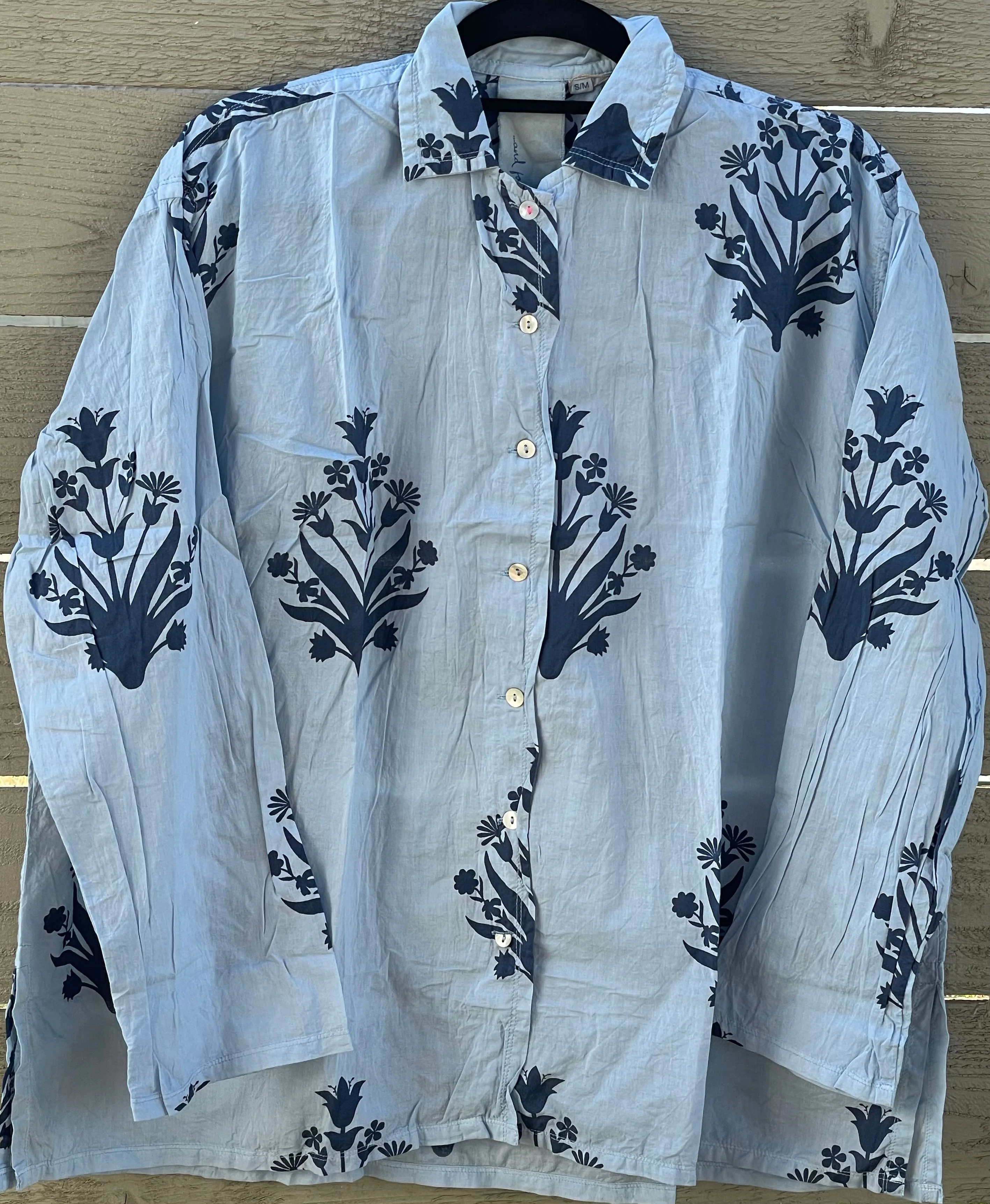 Relaxed Boyfriend Shirt - Cameo Floral Overdye Cornflower Blue - Image 6