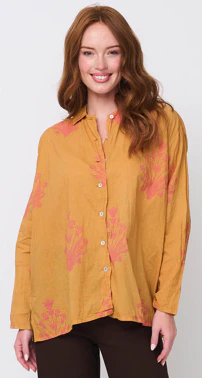 Relaxed Boyfriend Shirt - Cameo Floral Overdye Fawn - Image 2