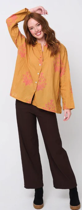 Relaxed Boyfriend Shirt - Cameo Floral Overdye Fawn - Image 3