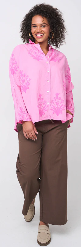 Relaxed Boyfriend Shirt - Cameo Floral Overdye Petal Pink - Image 2