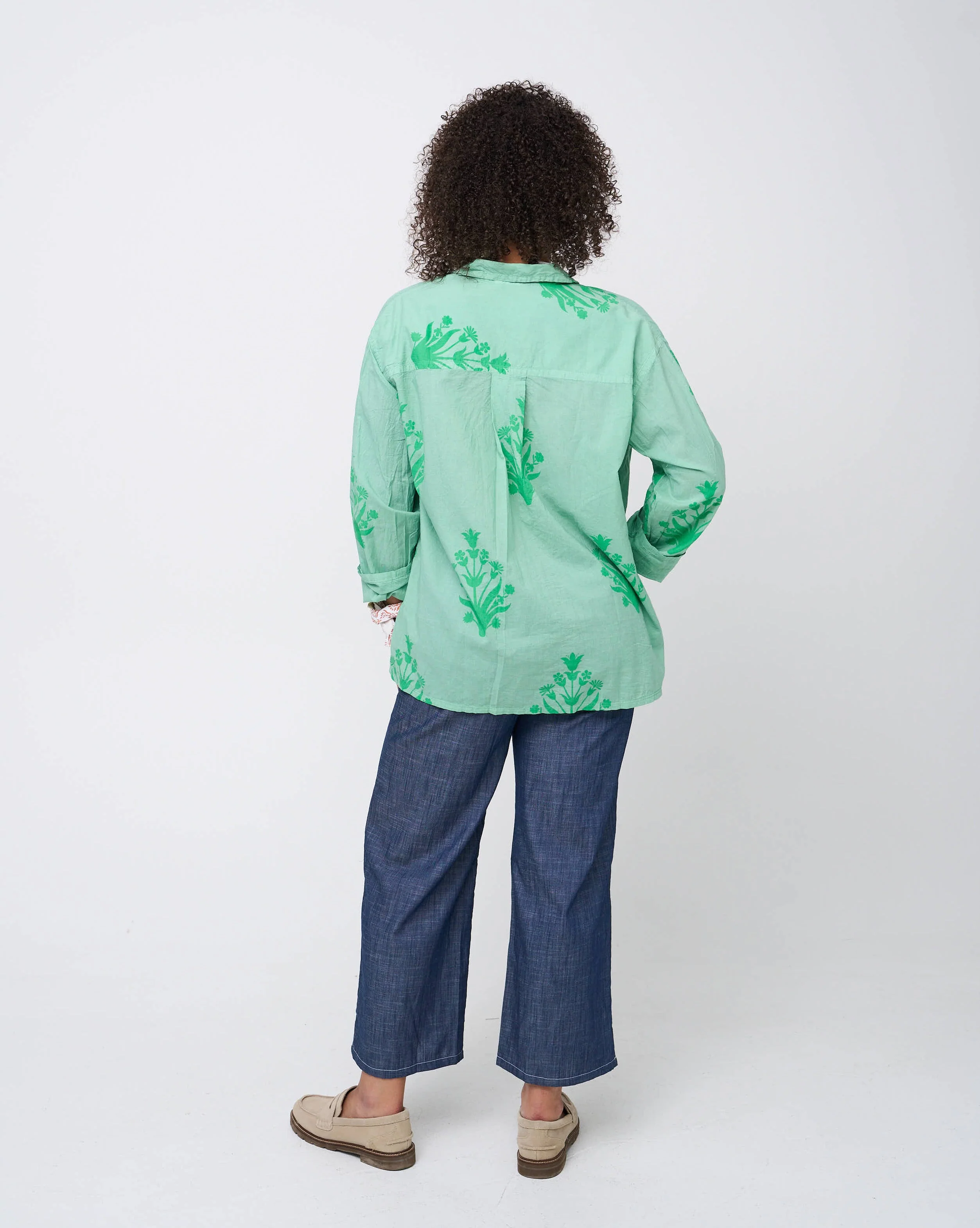Relaxed Boyfriend Shirt - Cameo Floral Overdye Watercress - Image 5