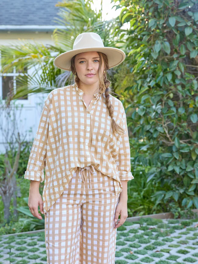Relaxed Boyfriend Shirt - Gingham Picnic Baked Clay - Image 2