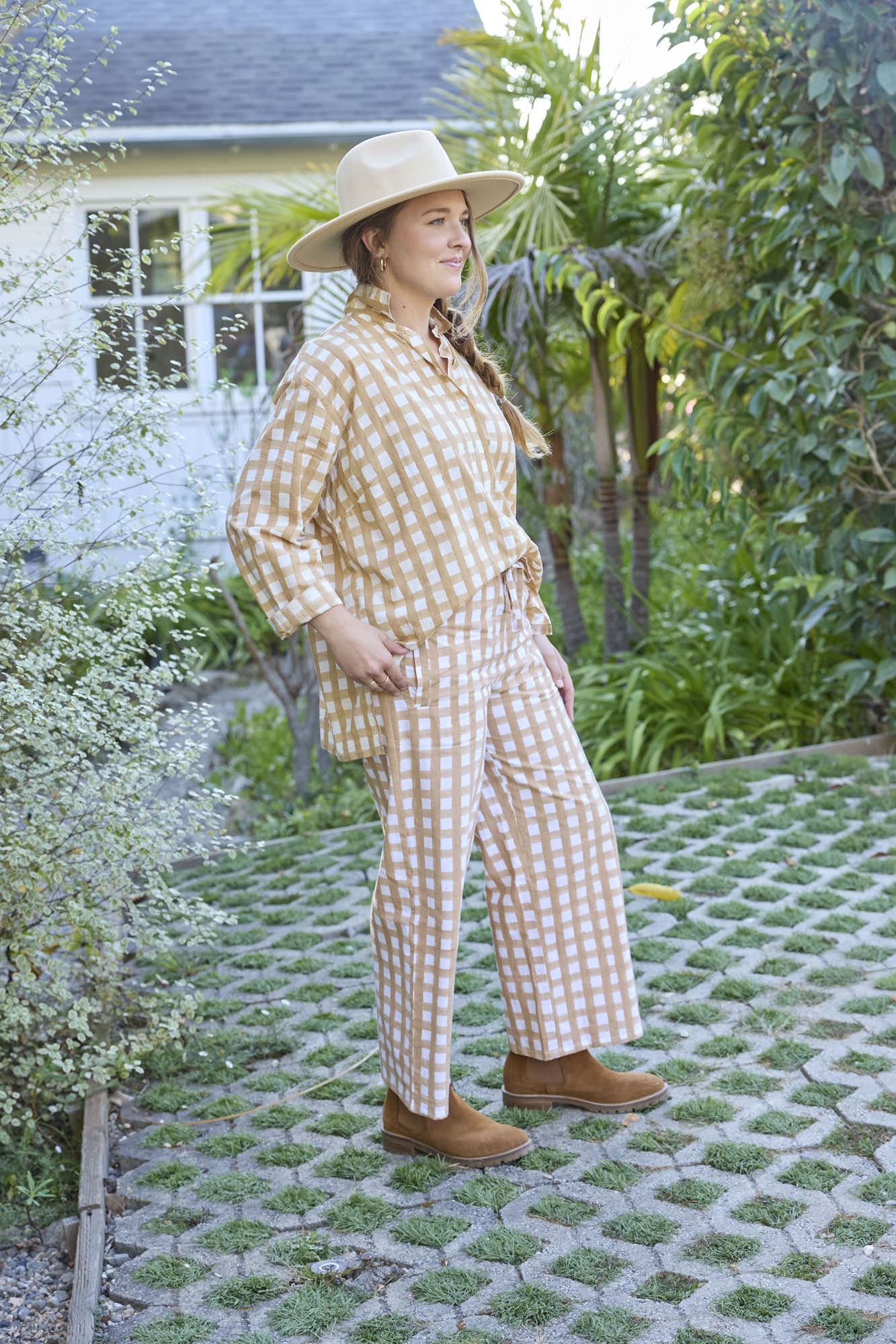Relaxed Boyfriend Shirt - Gingham Picnic Baked Clay - Image 3