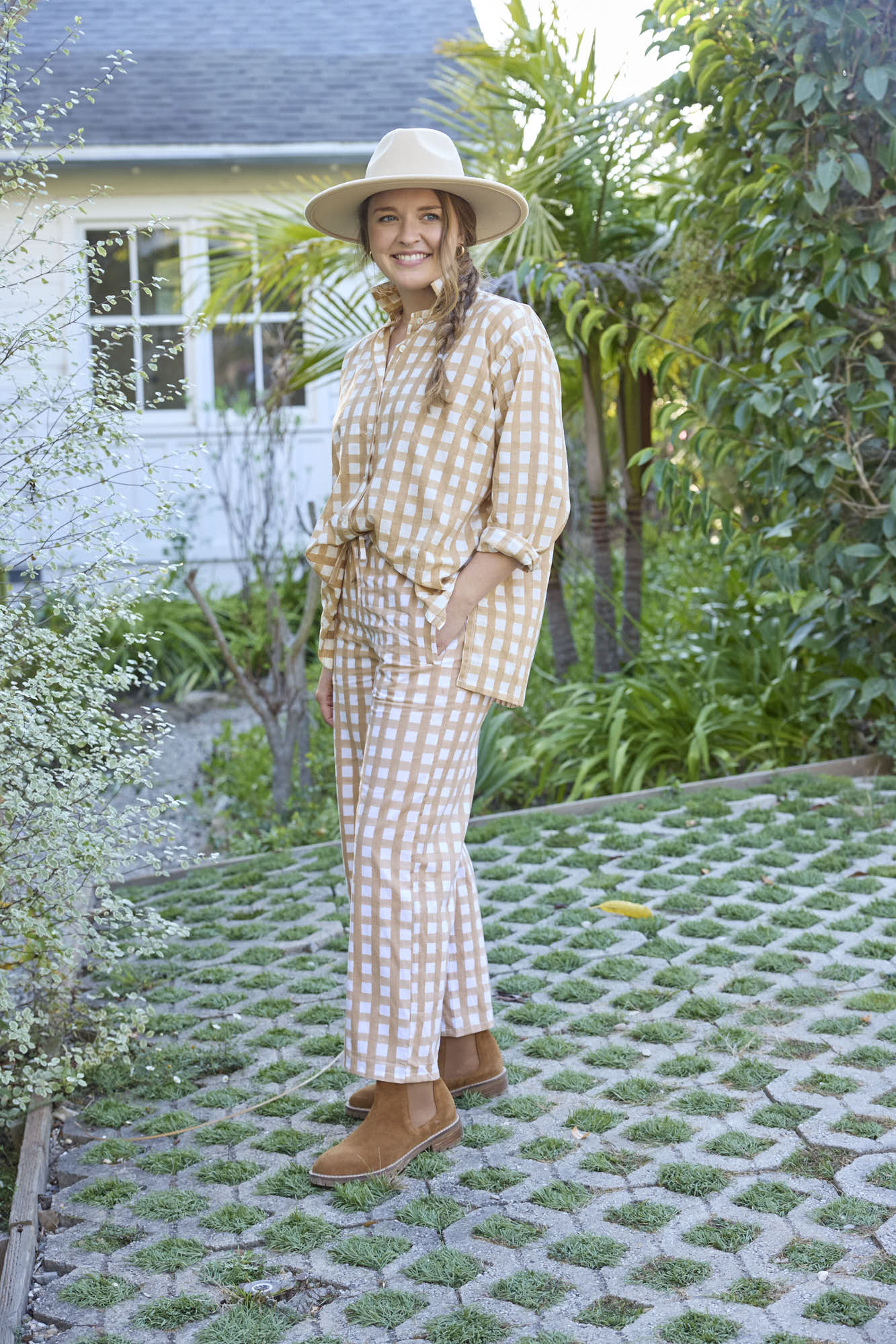 Relaxed Boyfriend Shirt - Gingham Picnic Baked Clay - Image 4