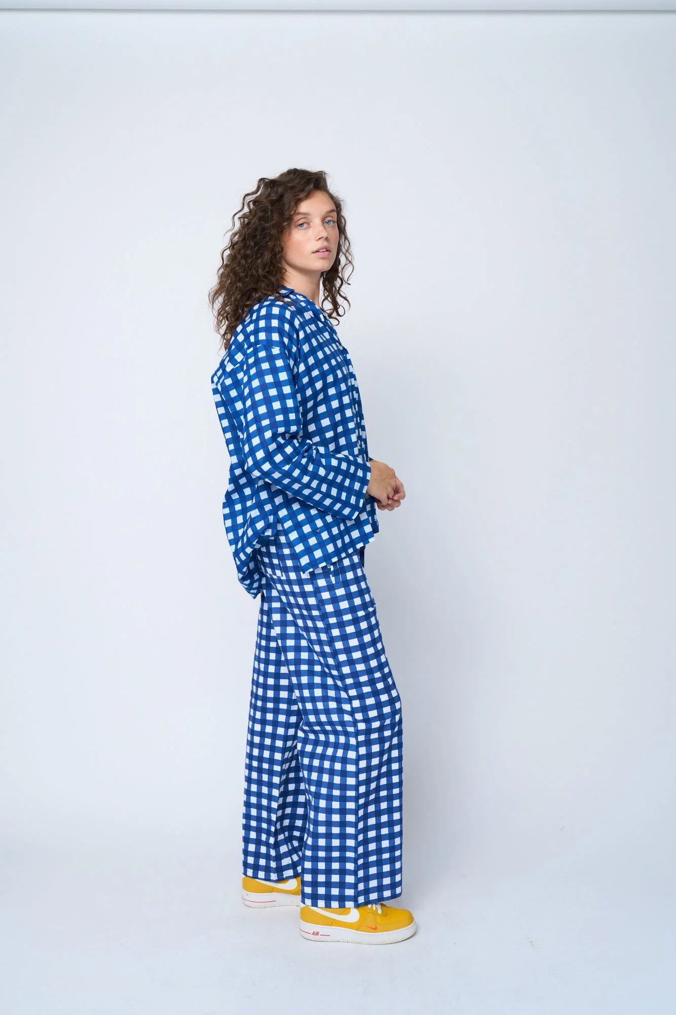 Relaxed Boyfriend Shirt - Gingham Picnic Coastal Blue - Image 4