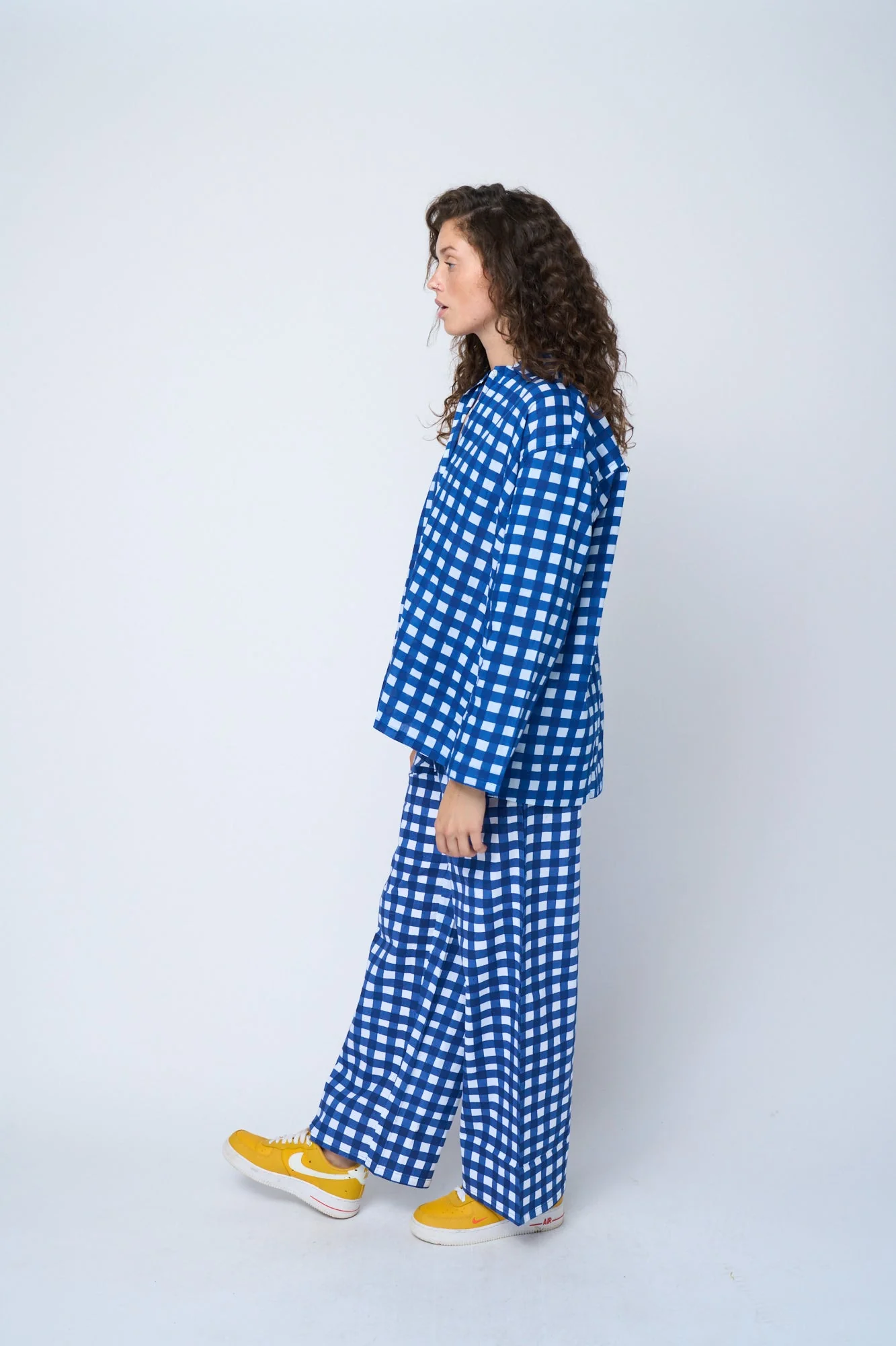 Relaxed Boyfriend Shirt - Gingham Picnic Coastal Blue - Image 6
