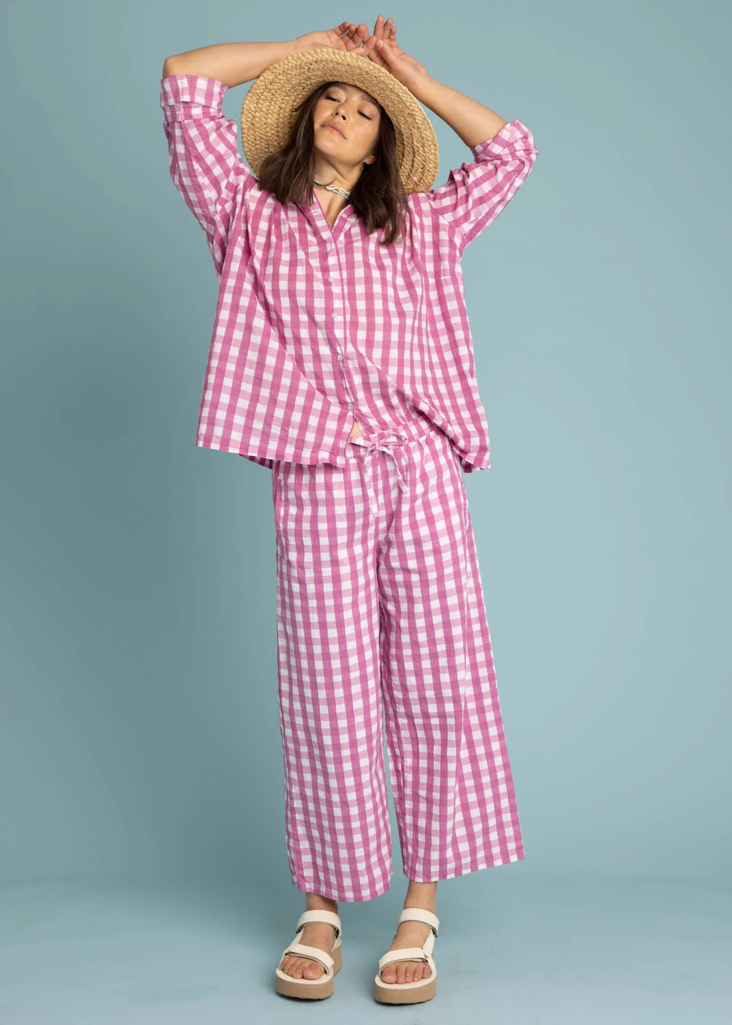 Relaxed Boyfriend Shirt - Gingham Picnic Dahlia - Image 8