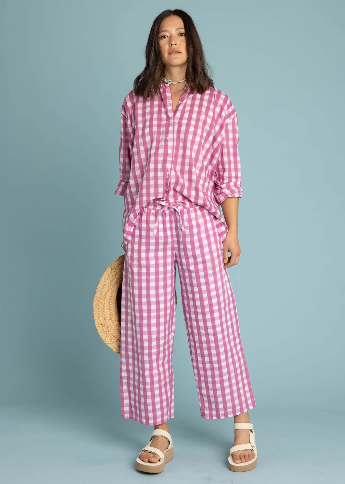 Relaxed Boyfriend Shirt - Gingham Picnic Dahlia - Image 9