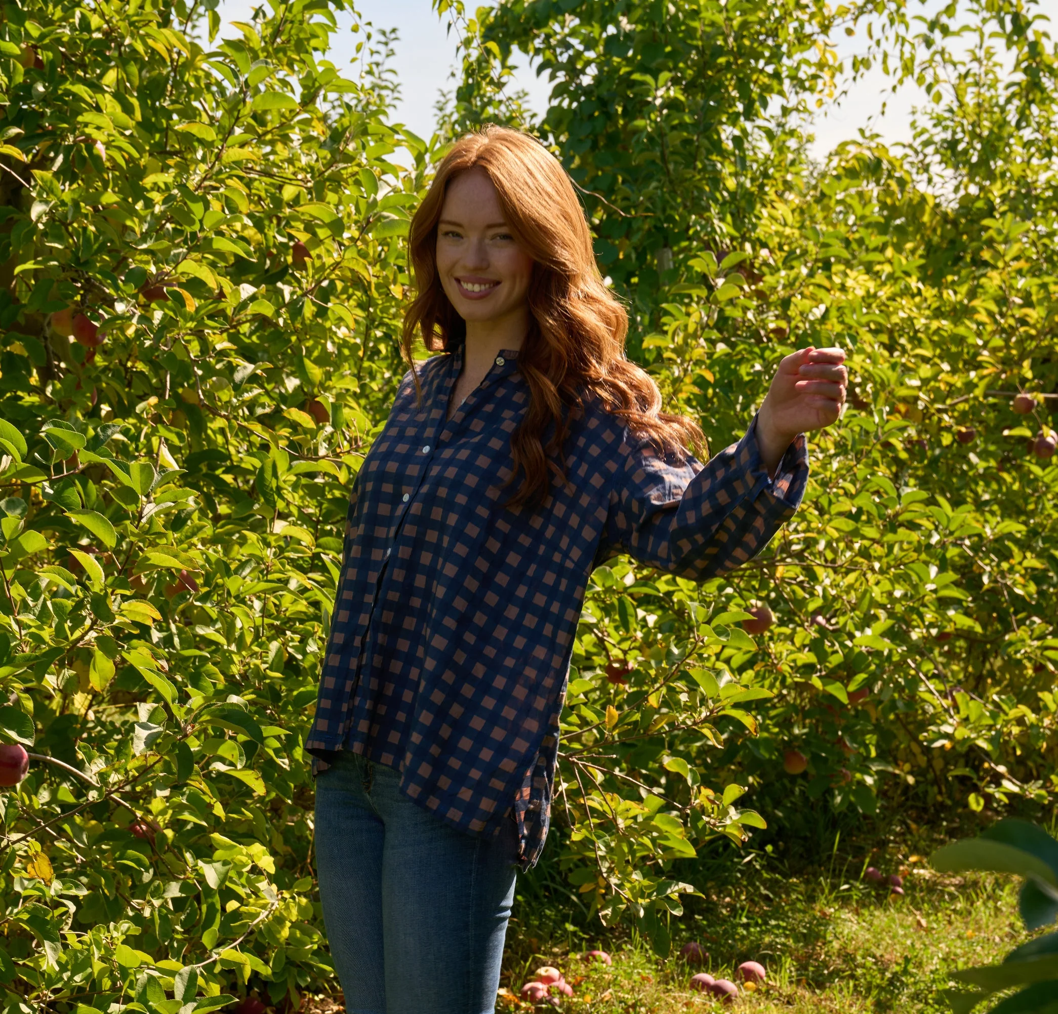 Relaxed Boyfriend Shirt - Gingham Picnic Overdye Milk Chocolate - Image 5