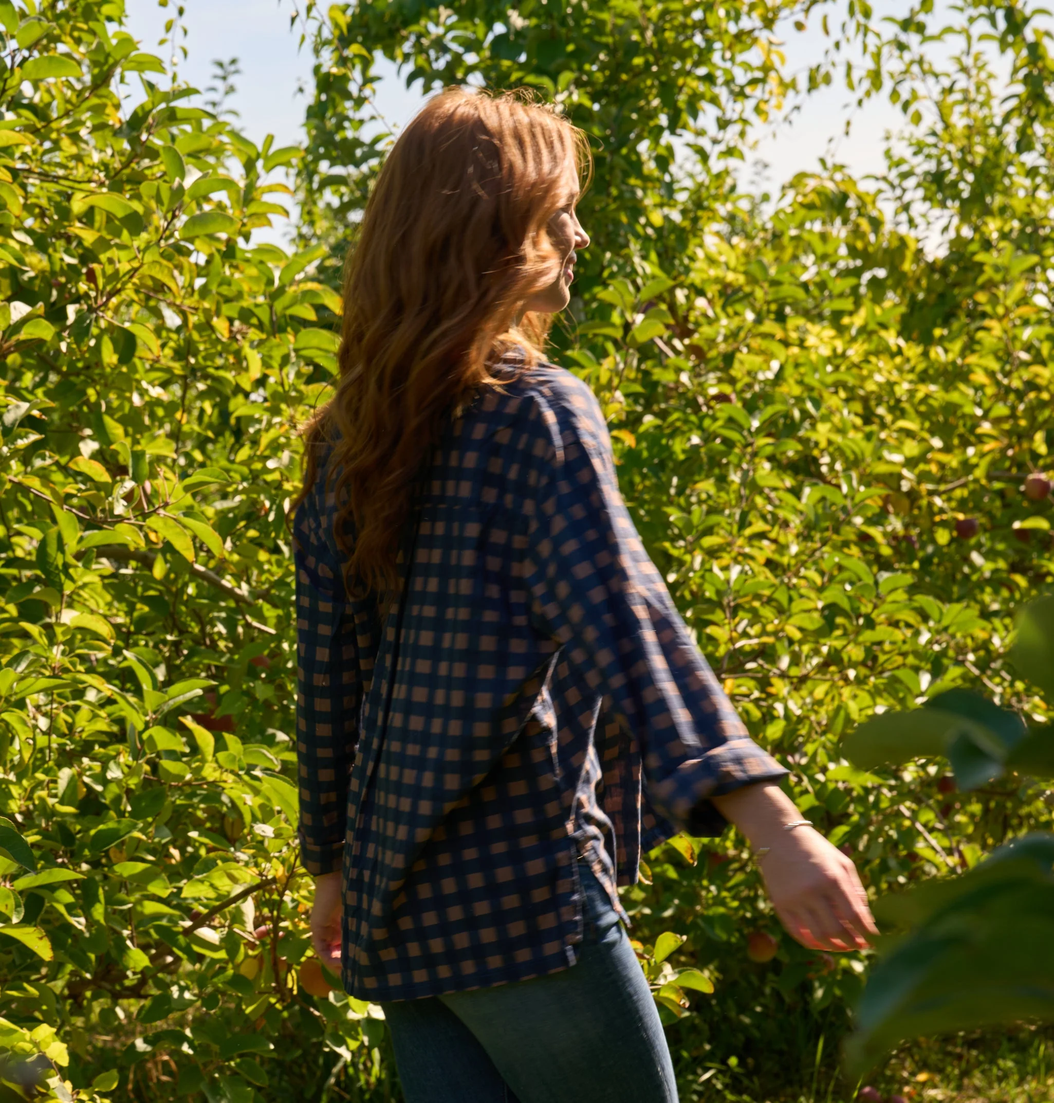 Relaxed Boyfriend Shirt - Gingham Picnic Overdye Milk Chocolate - Image 6
