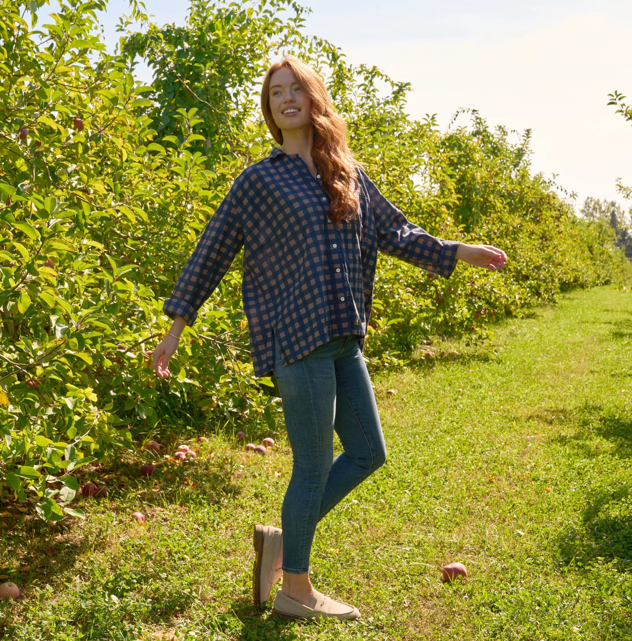 Relaxed Boyfriend Shirt - Gingham Picnic Overdye Milk Chocolate - Image 7