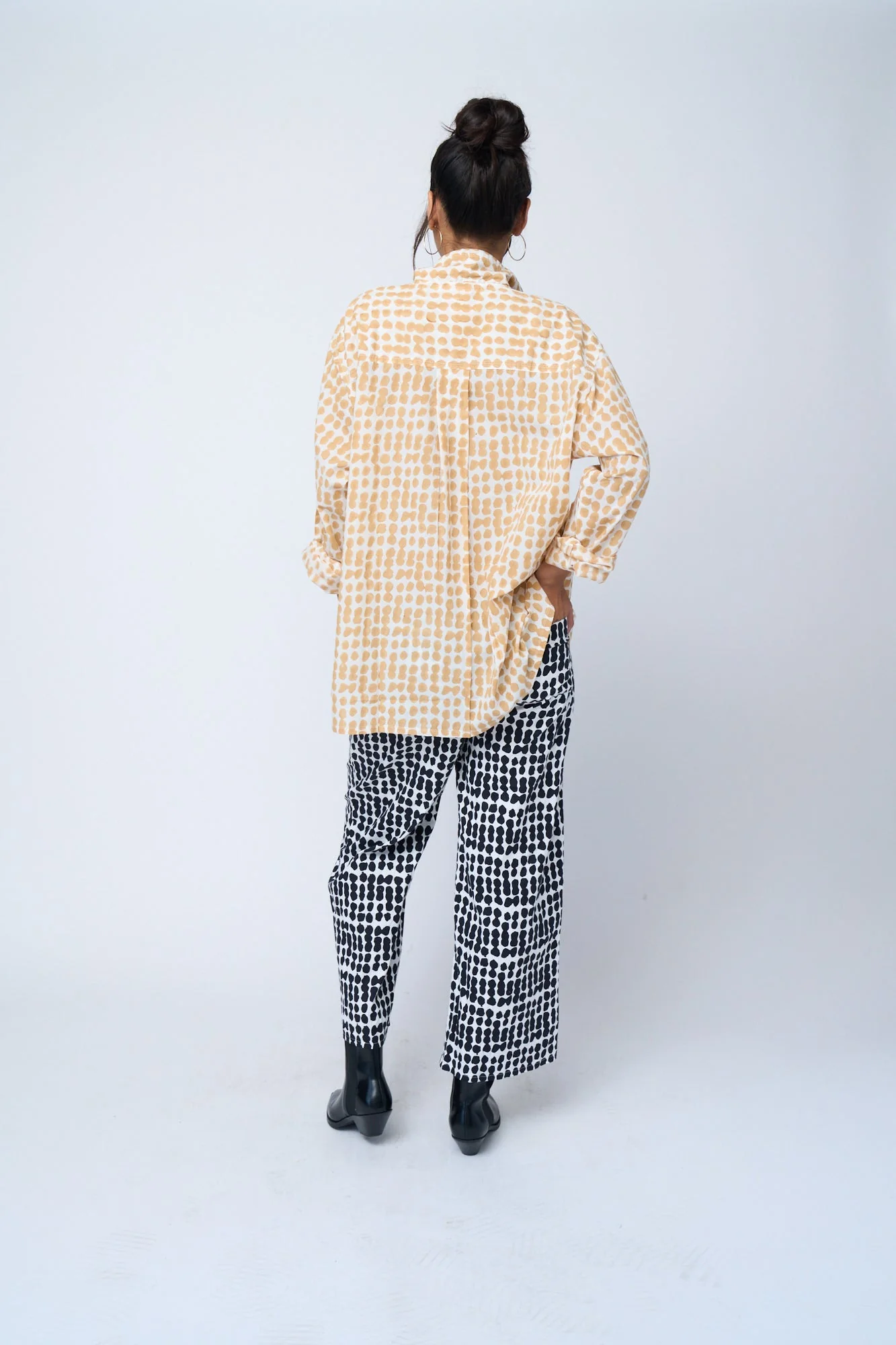 Relaxed Boyfriend Shirt Messy Dot - Baked Clay - Image 3