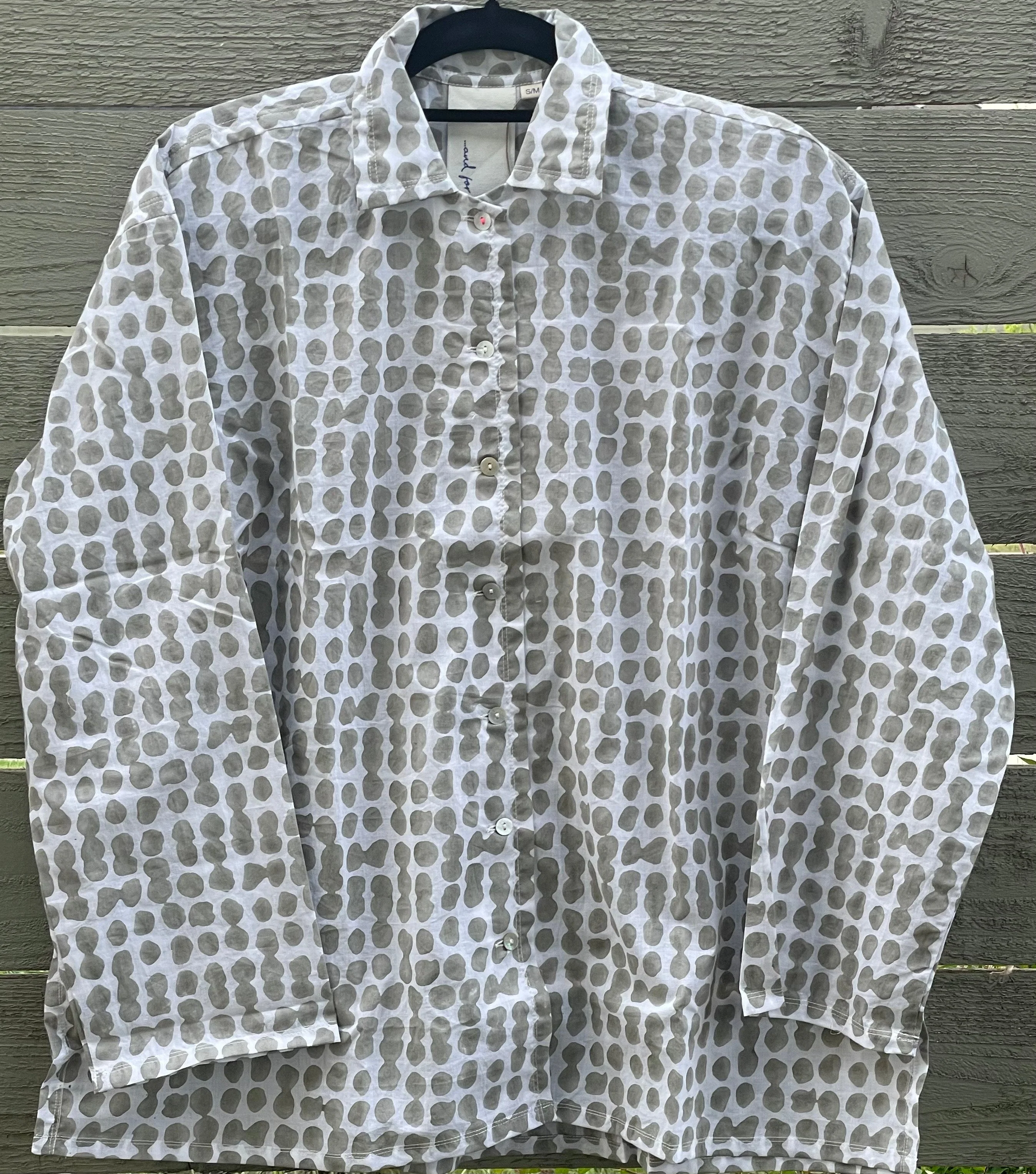 Relaxed Boyfriend Shirt Messy Dot - Dove Grey - Image 3