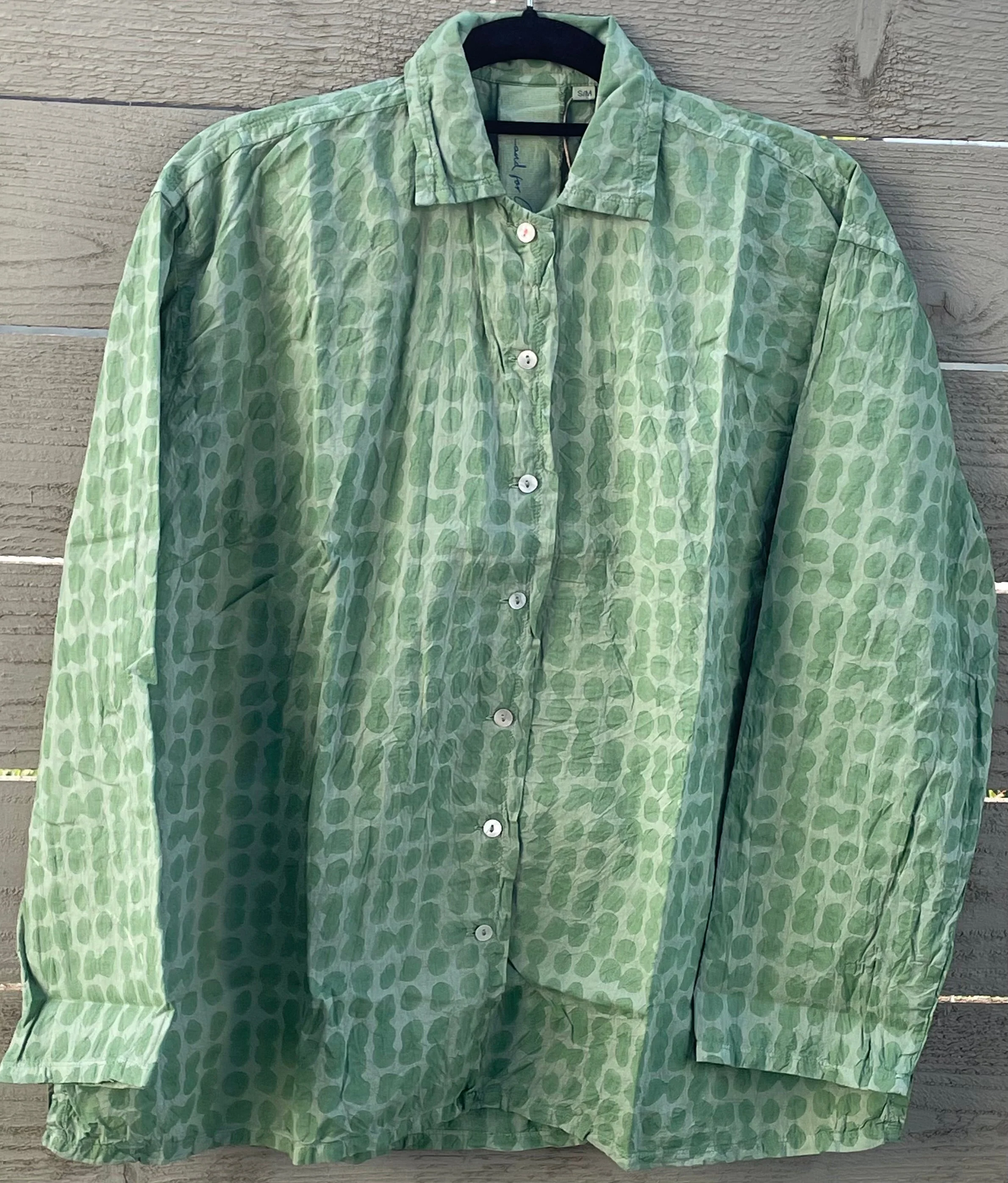 Relaxed Boyfriend Shirt Messy Dot - Overdye Watercress - Image 5