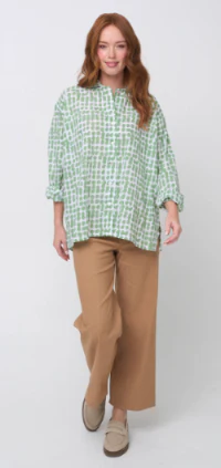 Relaxed Boyfriend Shirt Messy Dot - Watercress - Image 3