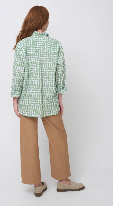 Relaxed Boyfriend Shirt Messy Dot - Watercress - Image 5