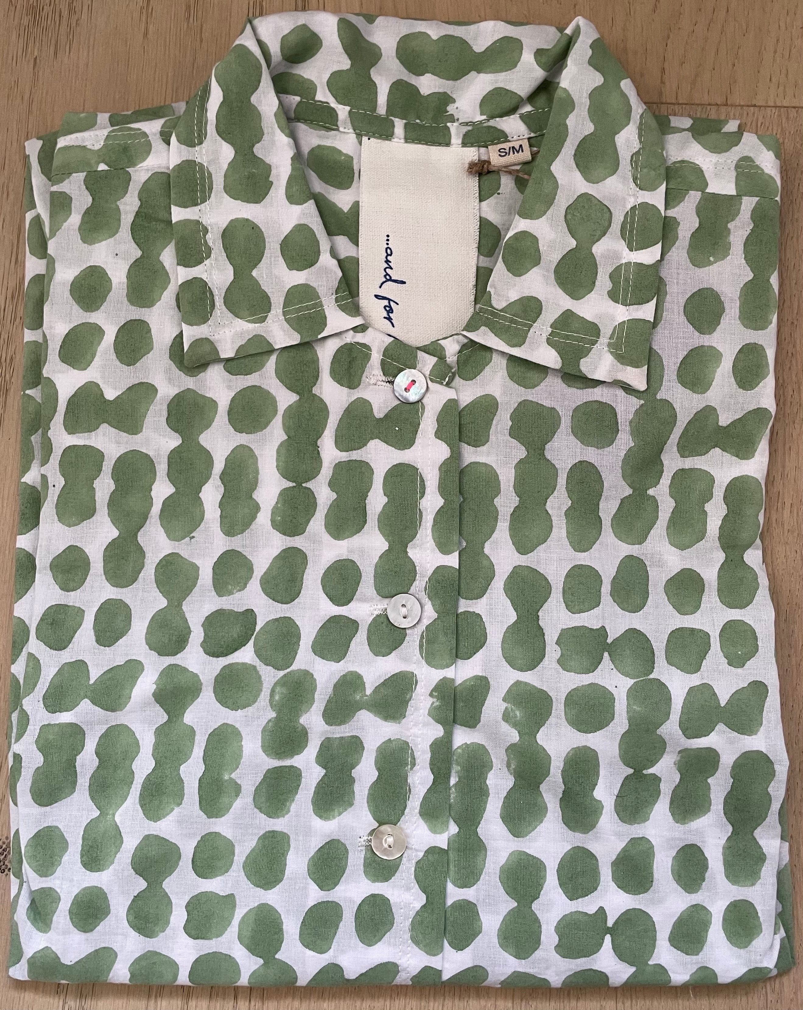 Relaxed Boyfriend Shirt Messy Dot - Watercress - Image 7
