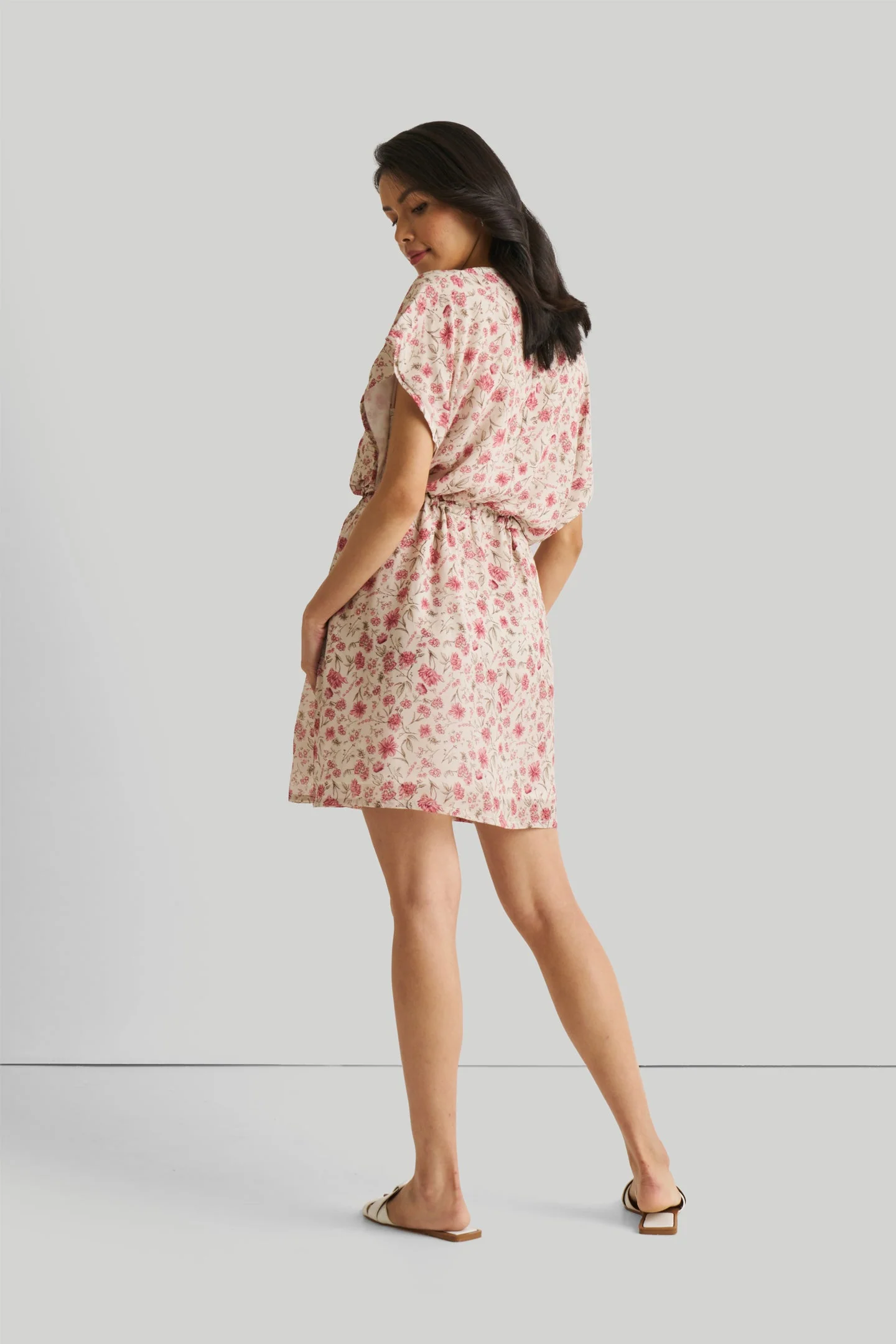 Relaxed Drawstring Floral Dress - Image 2