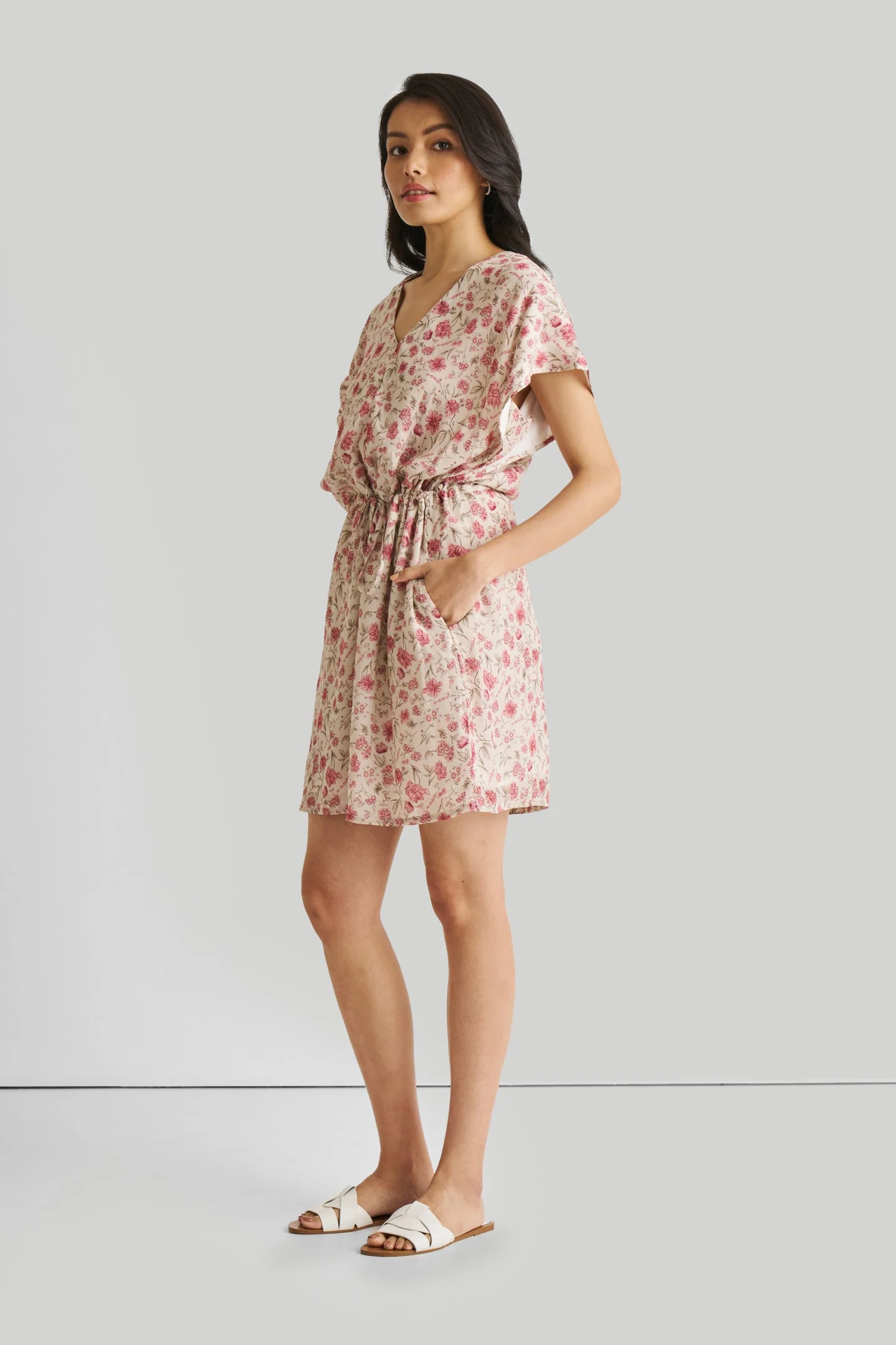 Relaxed Drawstring Floral Dress - Image 5