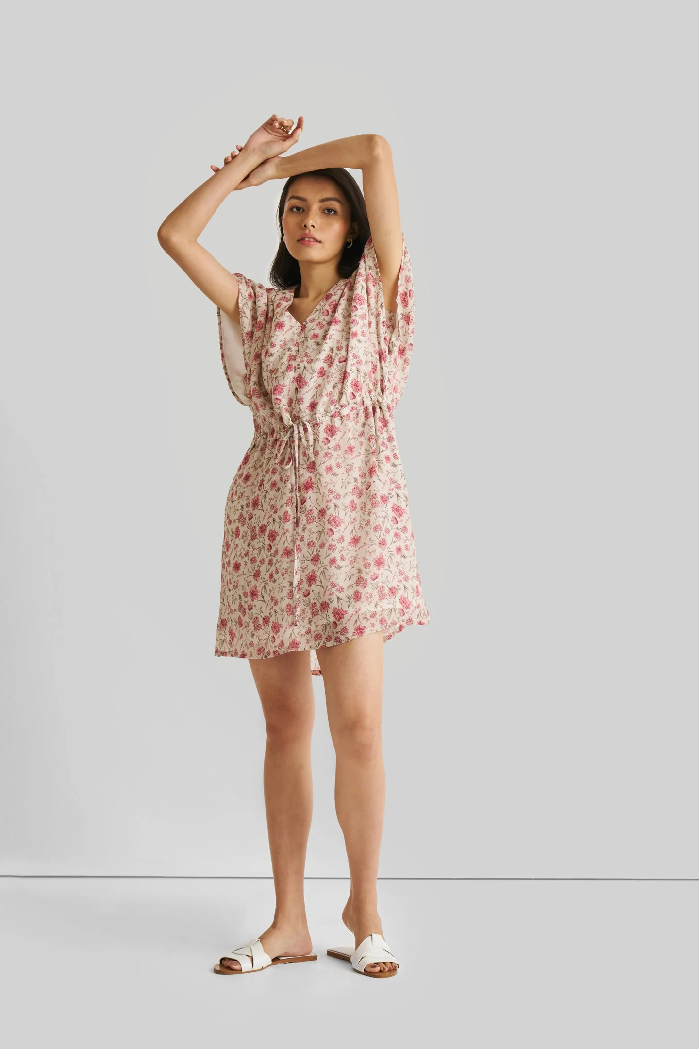 Relaxed Drawstring Floral Dress - Image 6