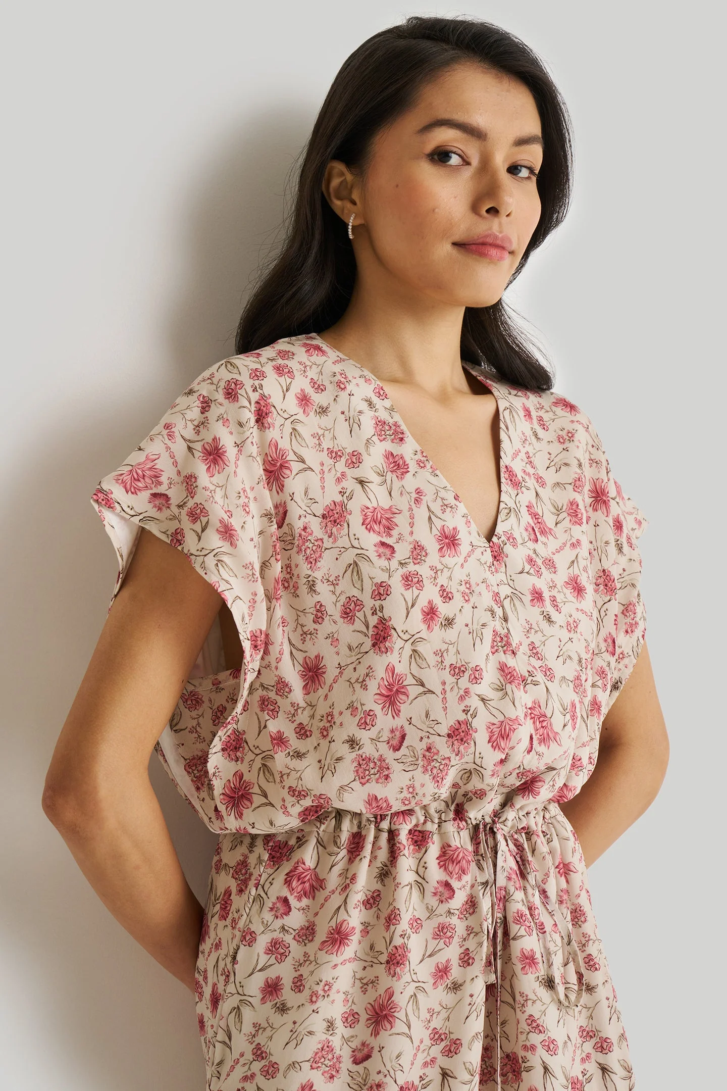 Relaxed Drawstring Floral Dress - Image 7