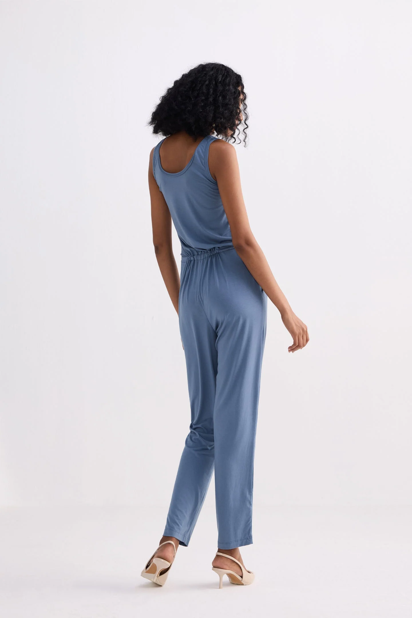 Relaxed Drawstring Jumpsuit in Blue - Image 2