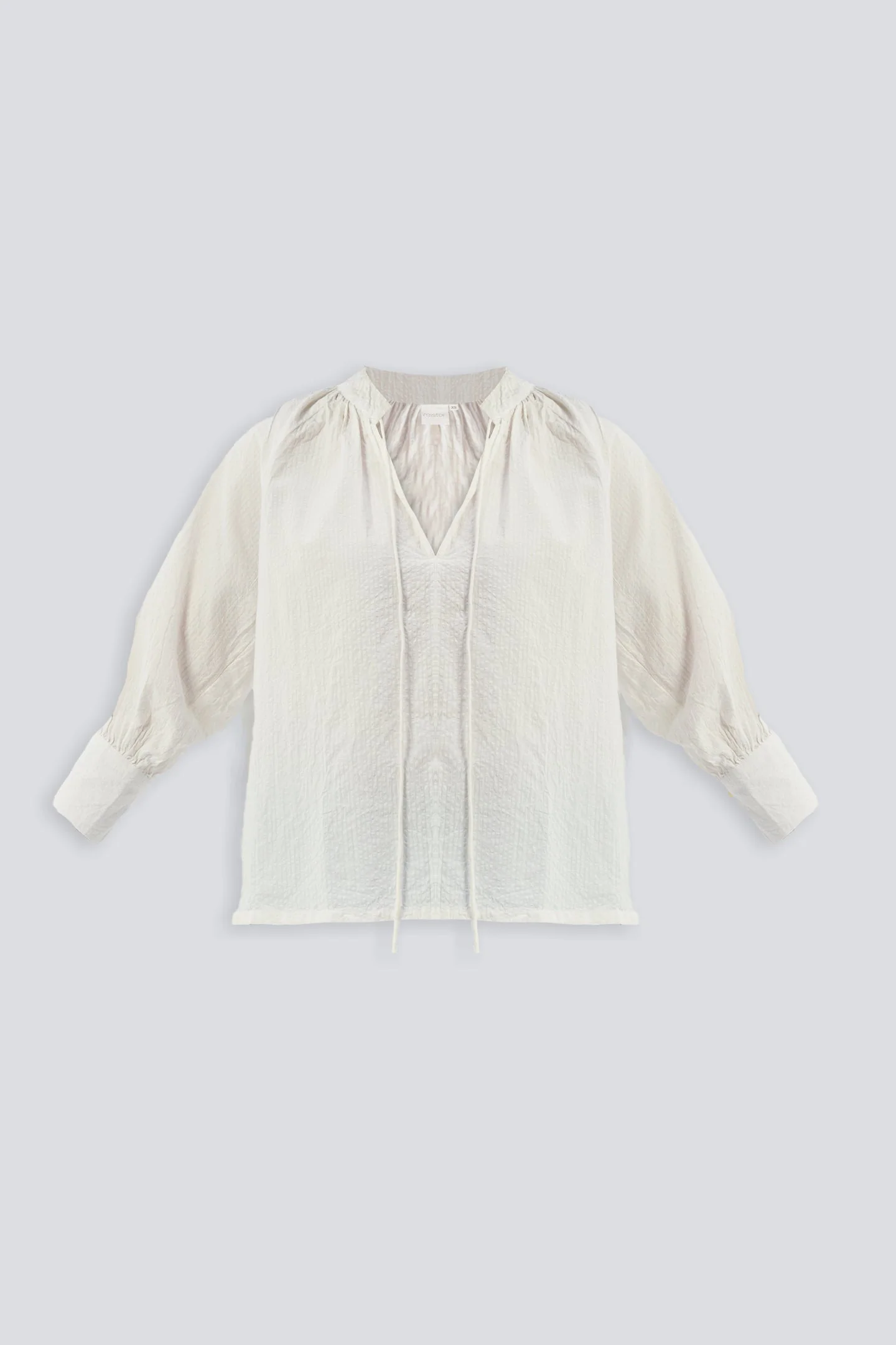 Relaxed Fit Top with Front-tie in Cream - Image 11