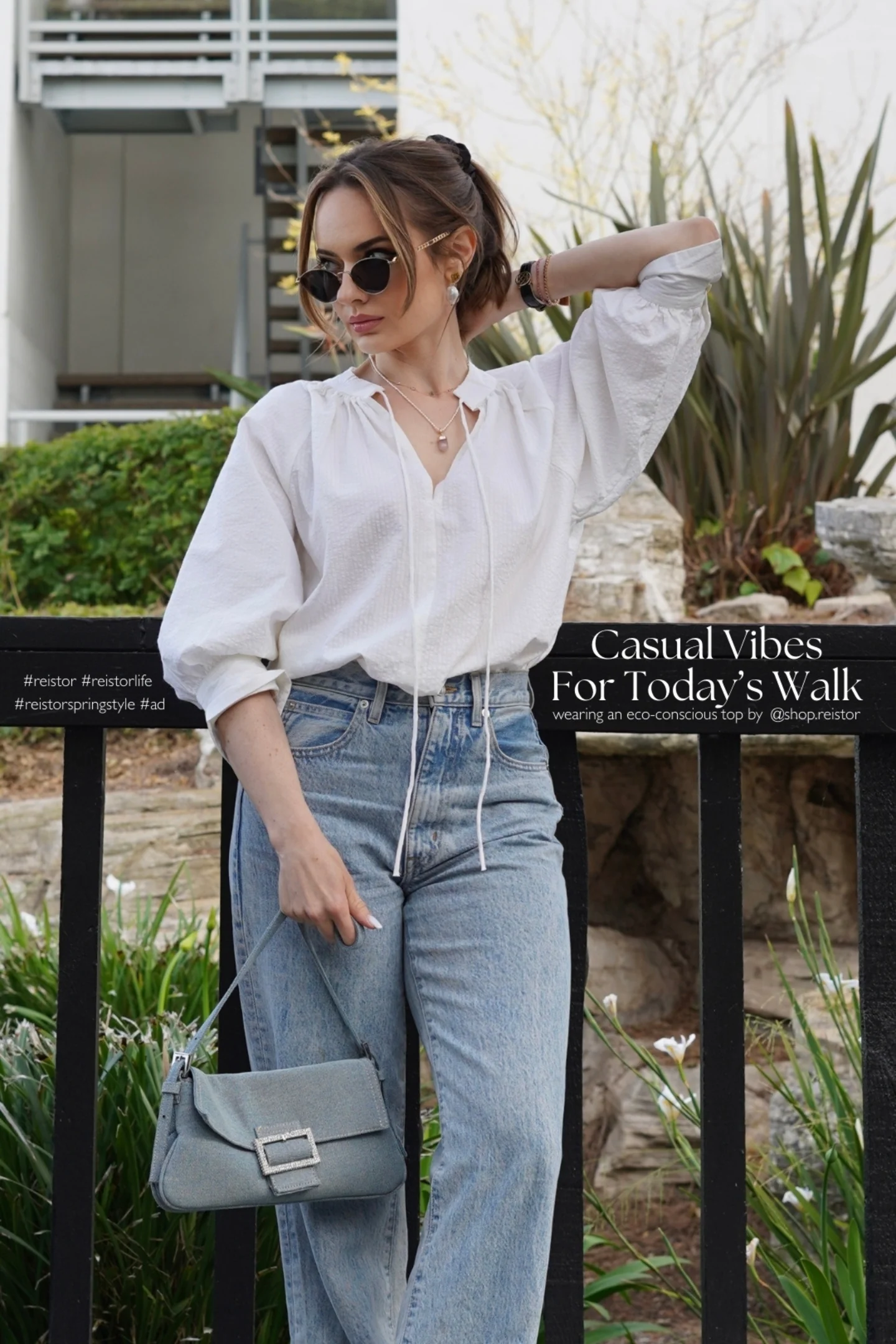 Relaxed Fit Top with Front-tie in Cream - Image 12