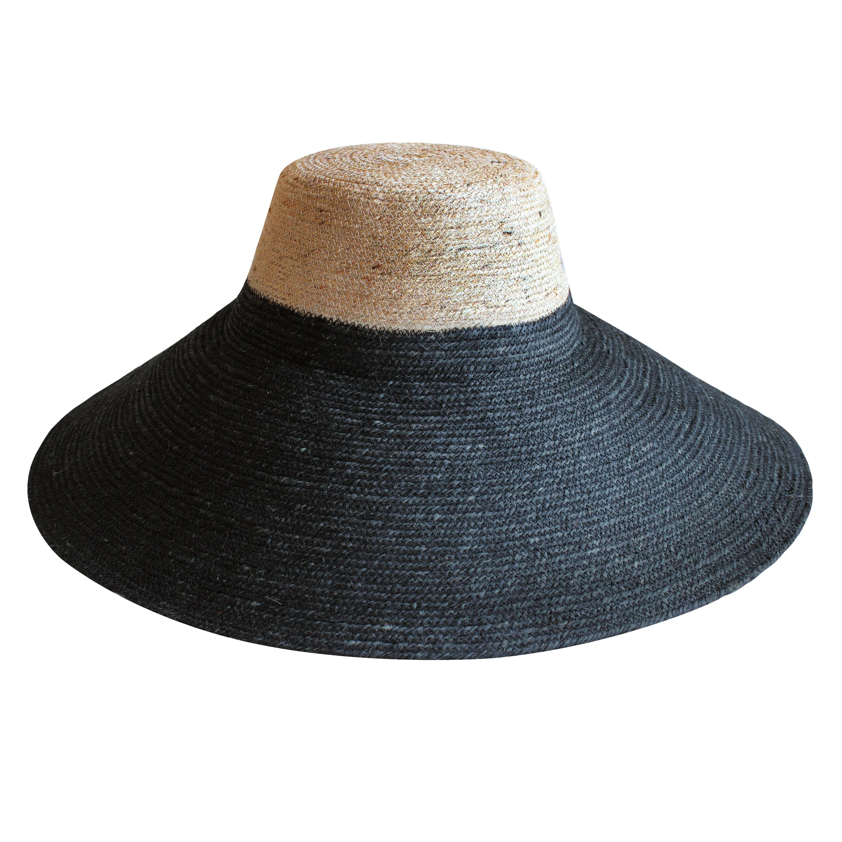 RIRI Duo Jute Handwoven Straw Hat In Natural & Black - Image 5
