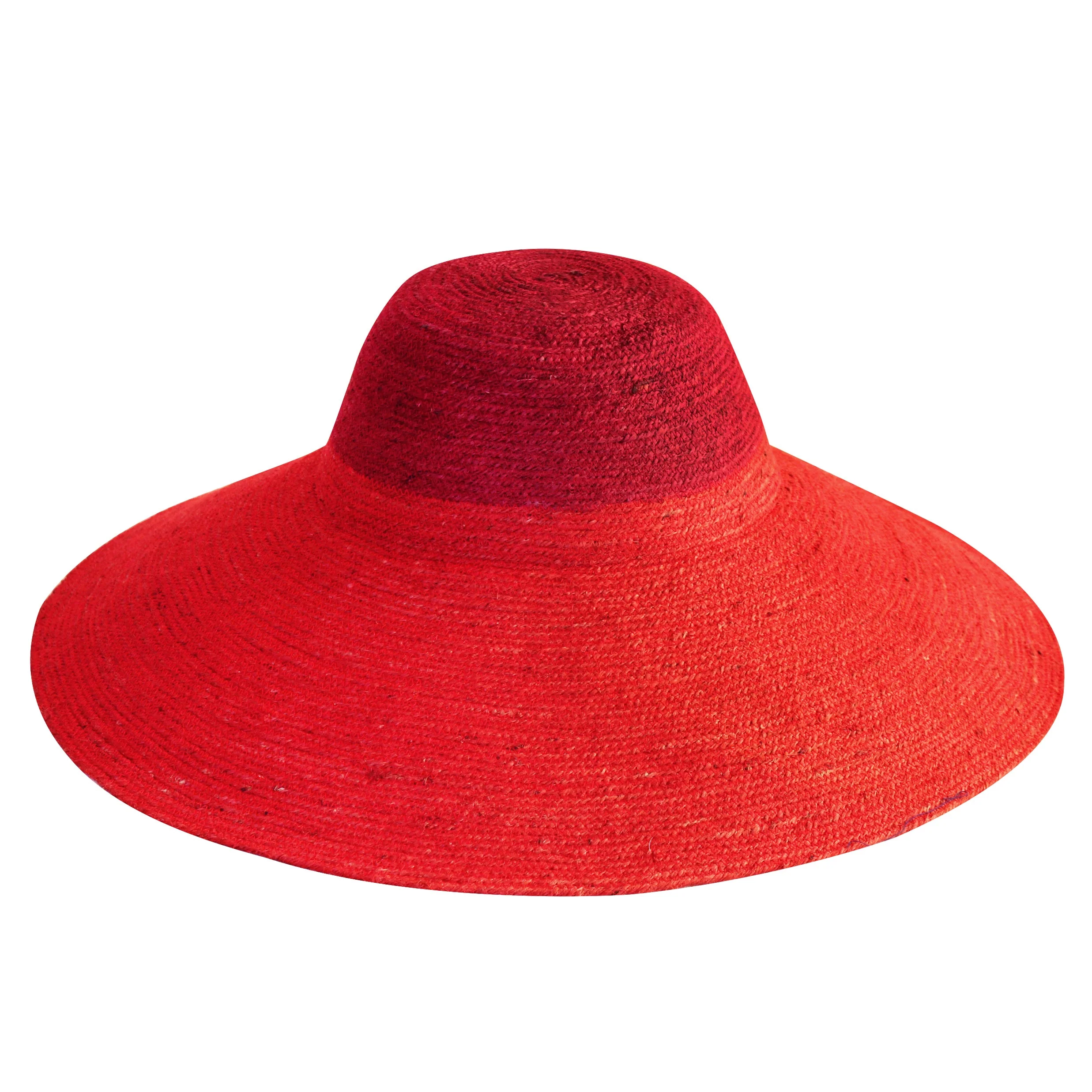 RIRI Duo Jute Handwoven Straw Hat In Red & Maroon - Image 2