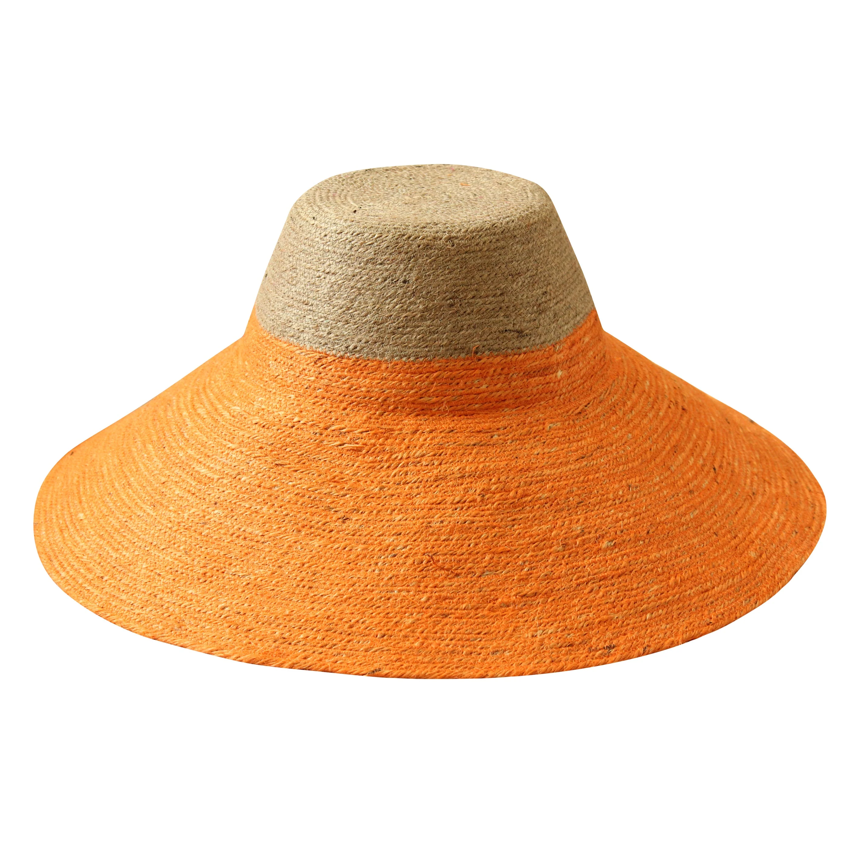 RIRI Duo Jute Handwoven Straw Hat In Tangerine Orange - Image 5