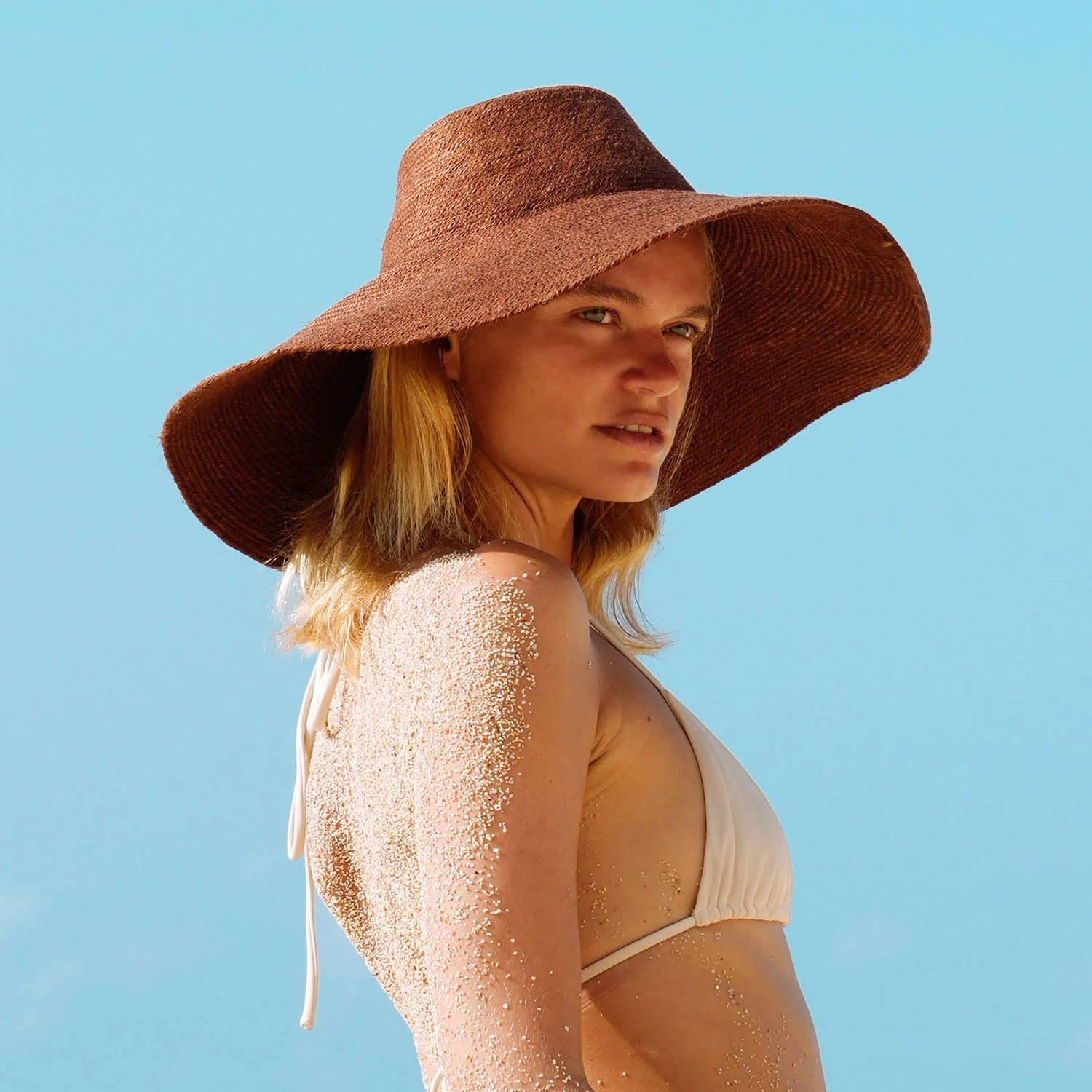 RIRI Jute Handwoven Straw Hat In Burnt Sienna - Image 3