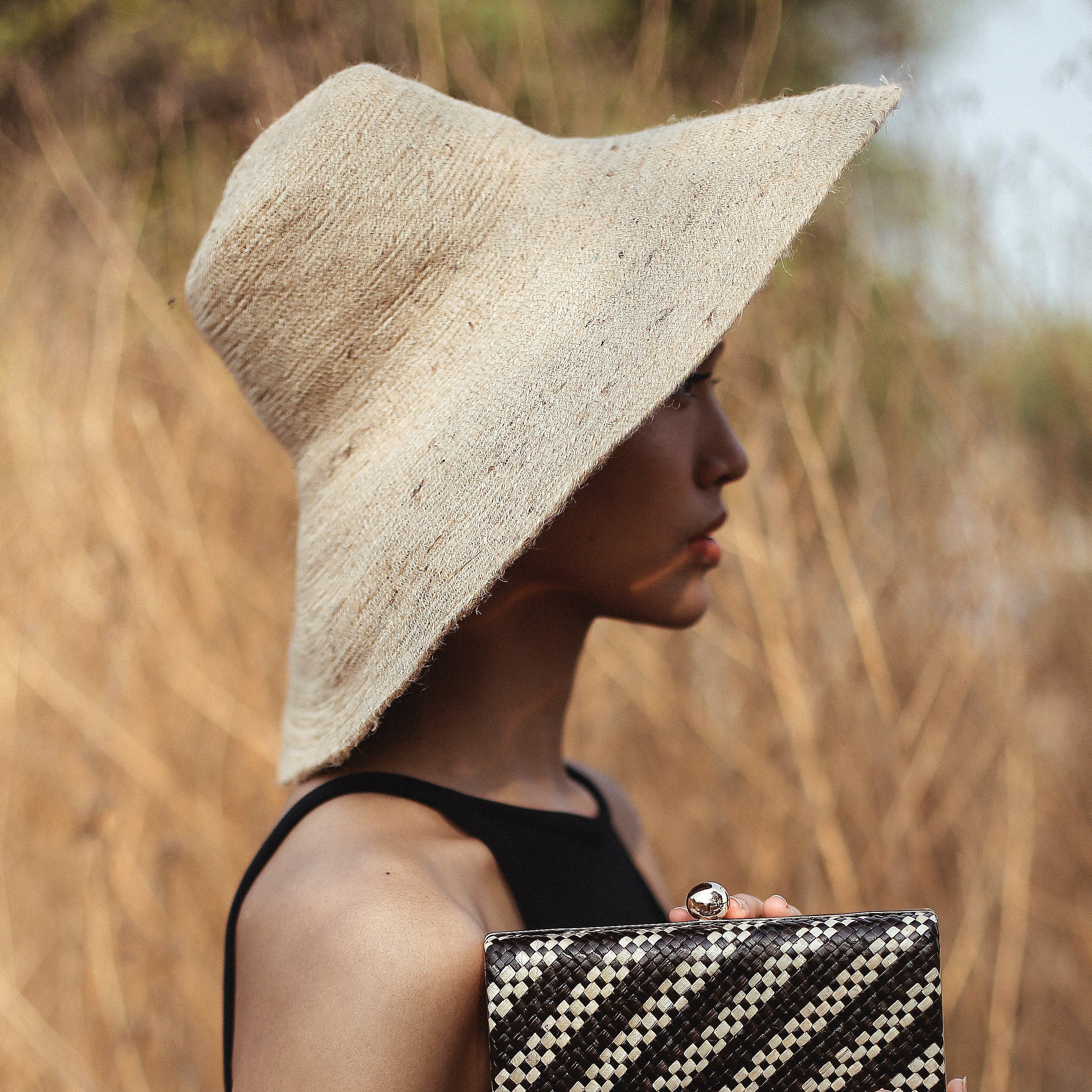RIRI Jute Handwoven Straw Hat In Natural Beige - Image 3