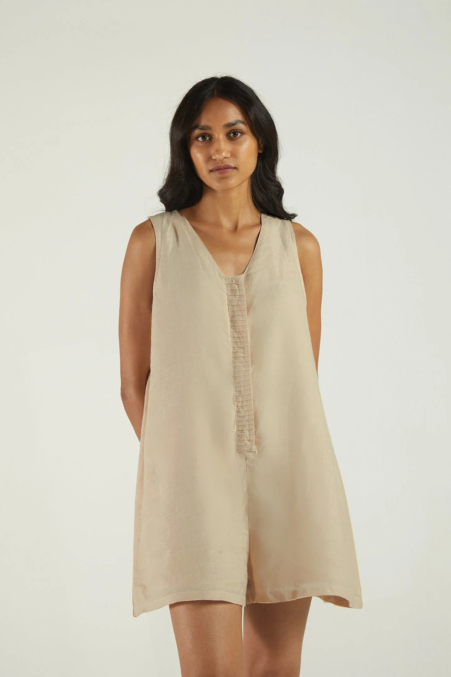 Romp and Play Romper In Neutral Beige - Image 5
