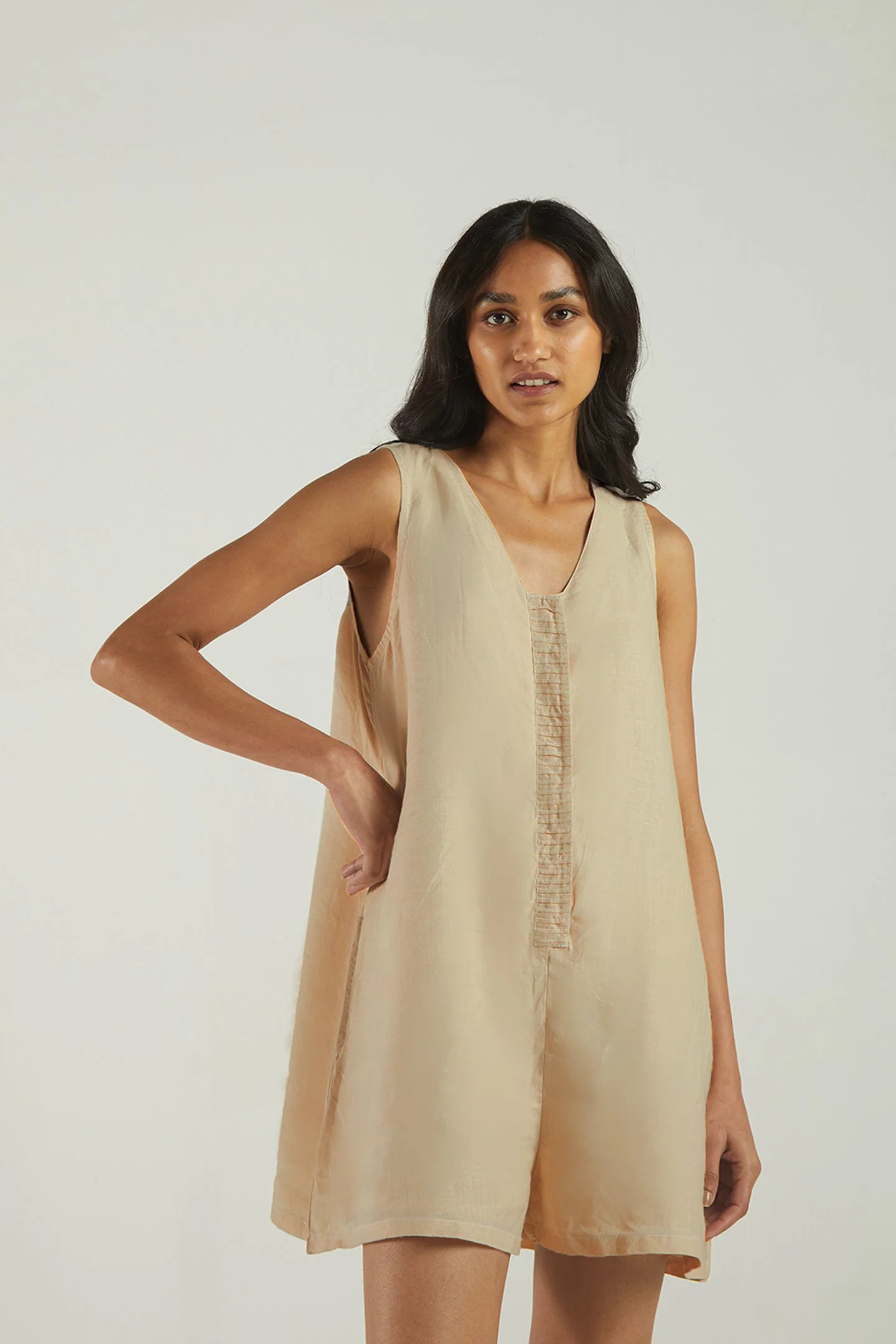 Romp and Play Romper In Neutral Beige - Image 6