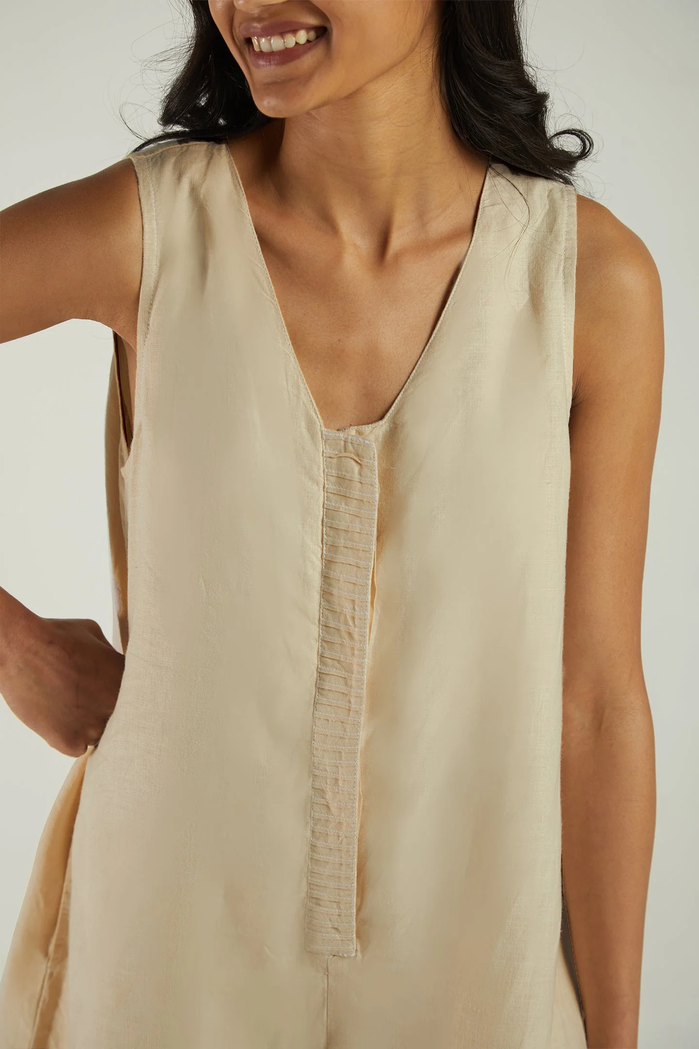 Romp and Play Romper In Neutral Beige - Image 7