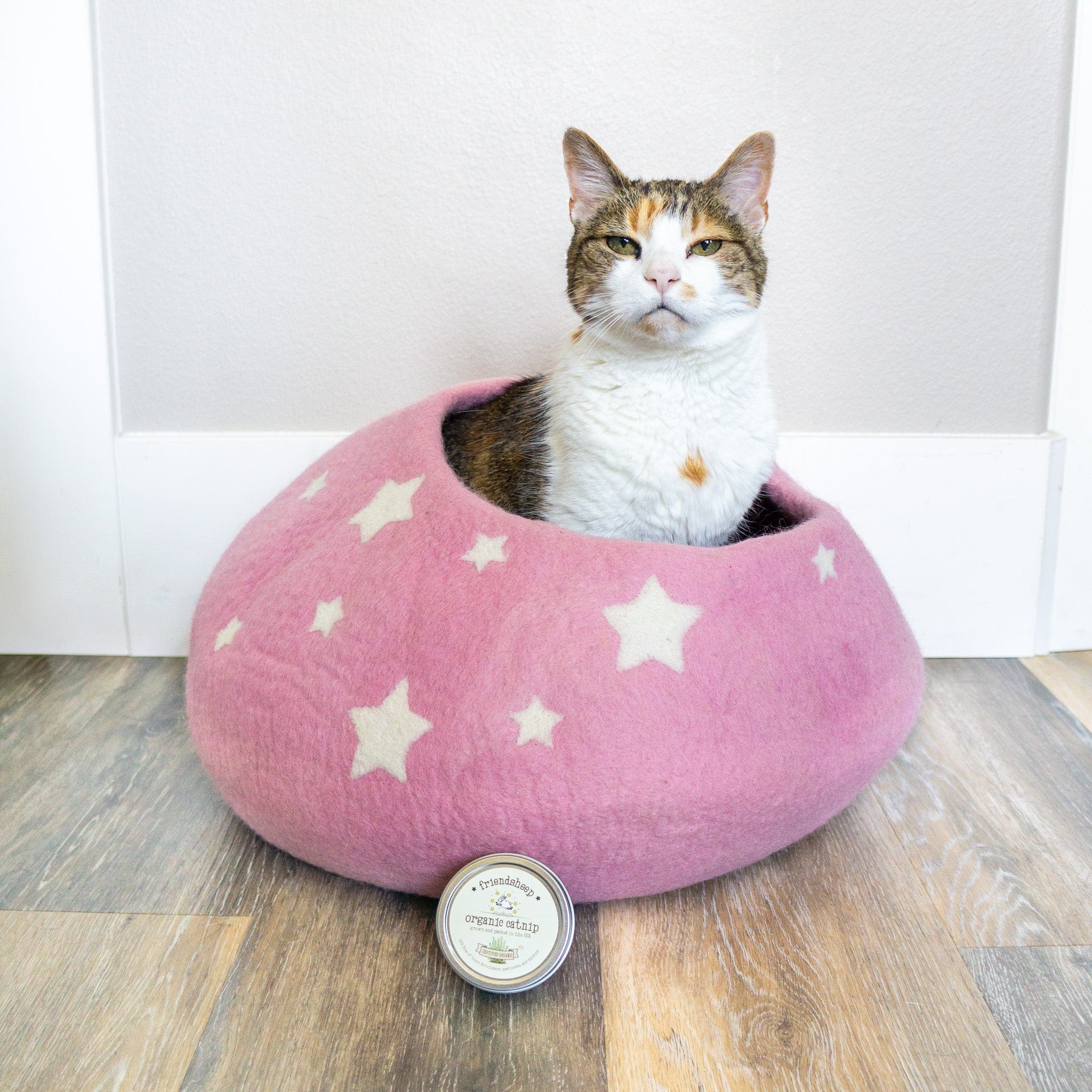 Rose Pink Midnight Stars Eco Kitty Cave - Image 2