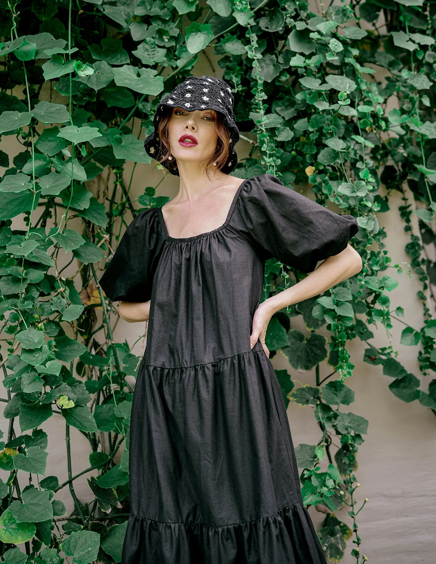 ROSEMARY Cotton Prairie Dress, in Black - Image 4
