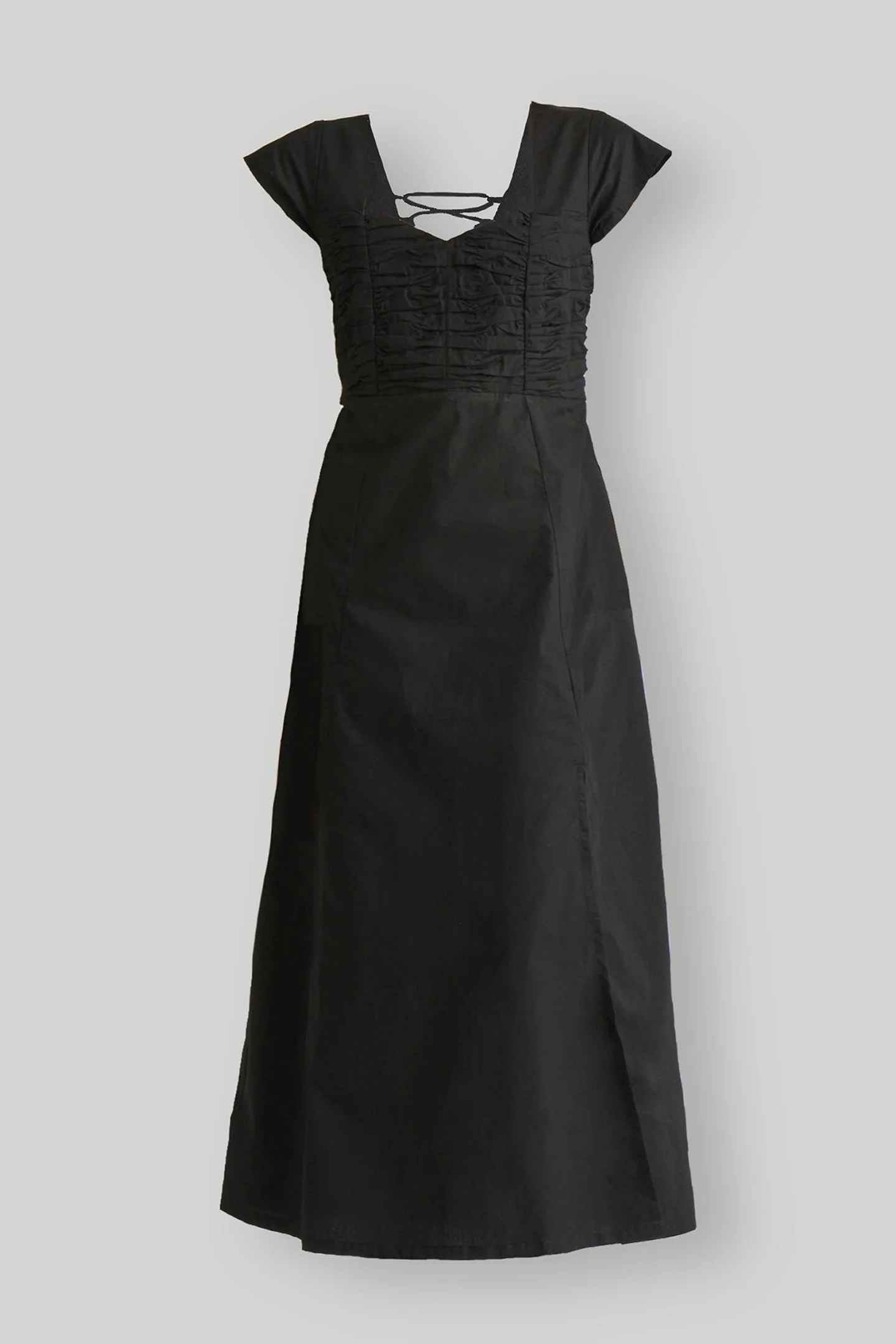 Ruched Dress with Front Slit in Black - Image 7