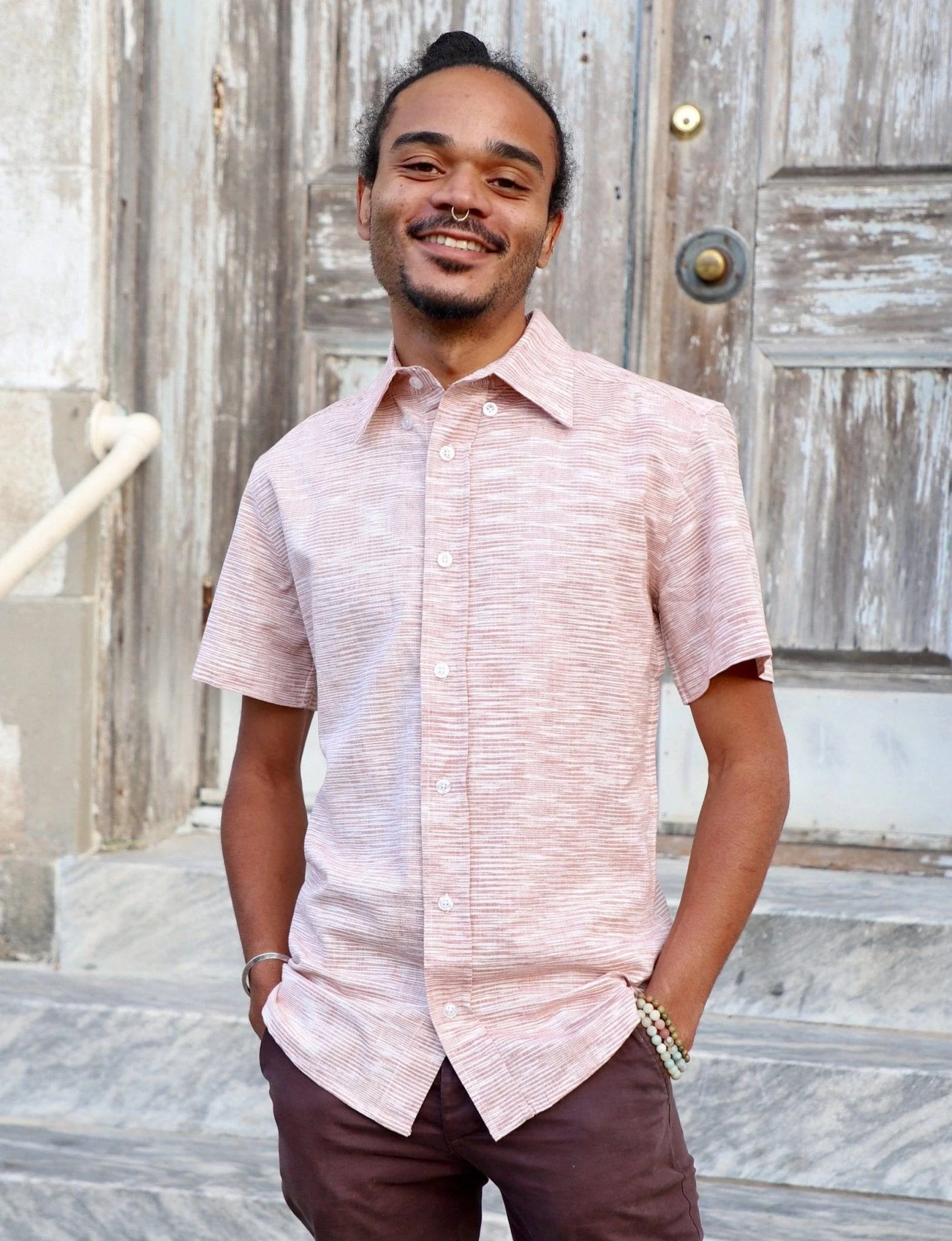 Salmon Men's Button Down Shirt - Image 2