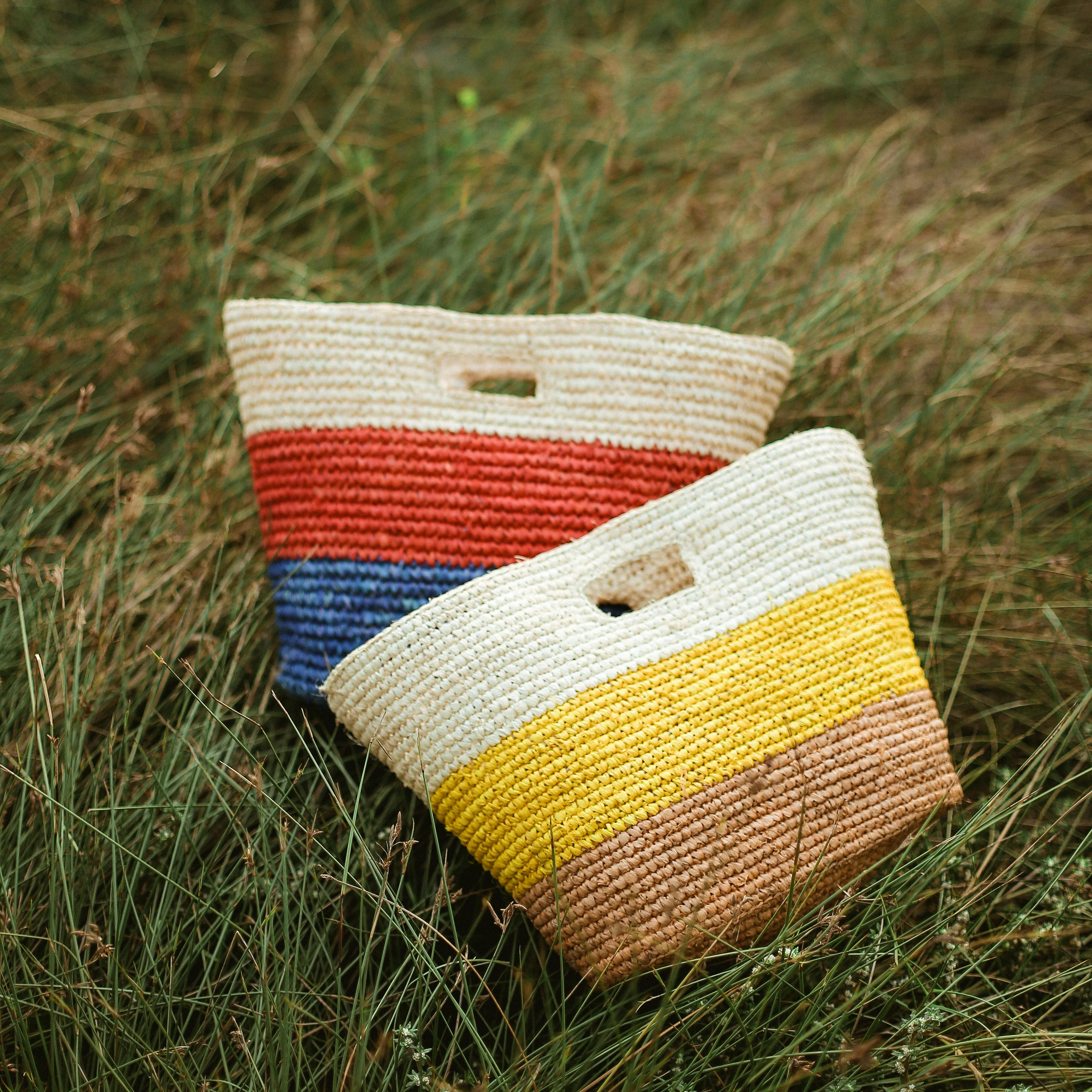 Sayan Raffia Tote Bag, in Yellow & Beige - Image 3