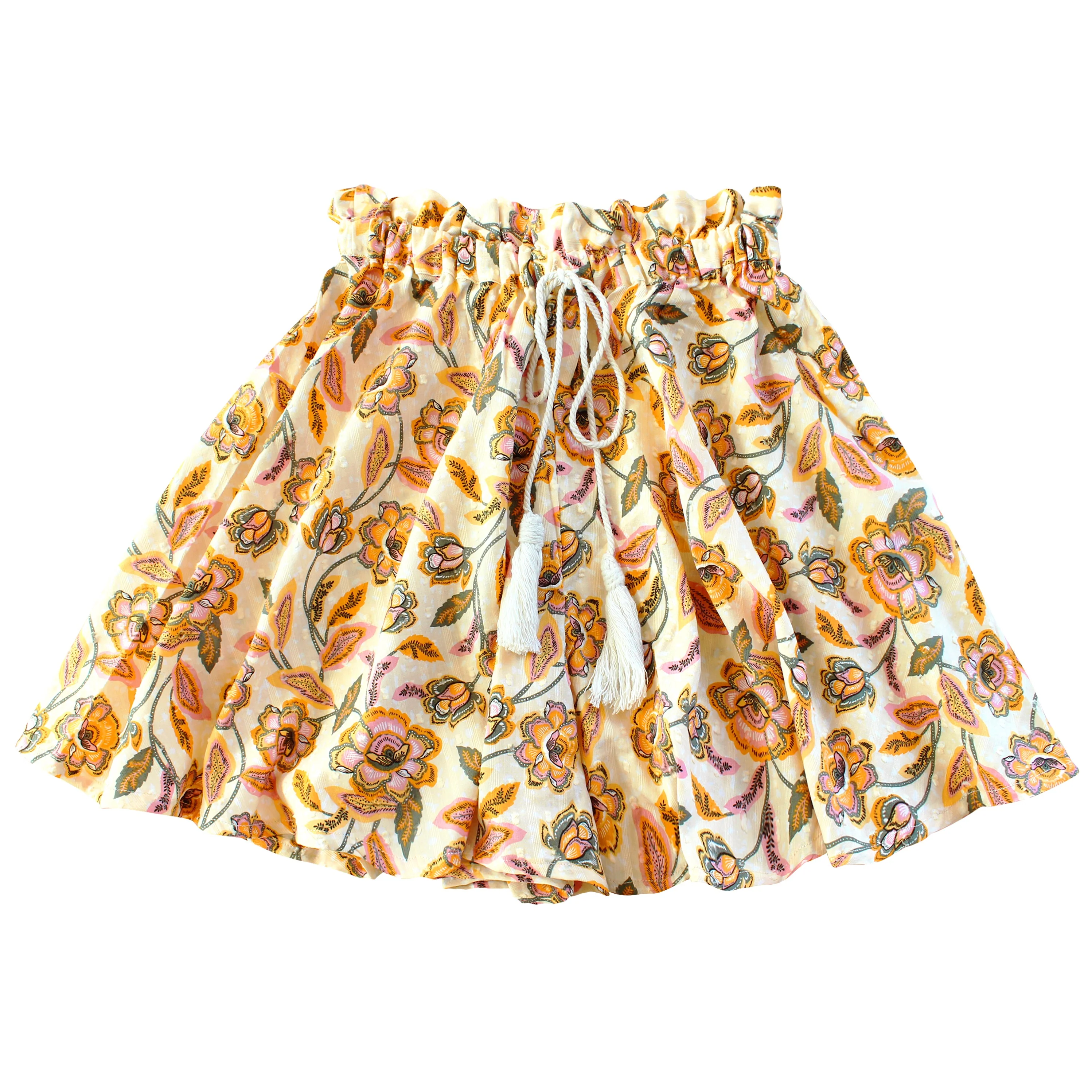 SEKAR Floral Batik Skorts In Marigold Yellow - Image 2