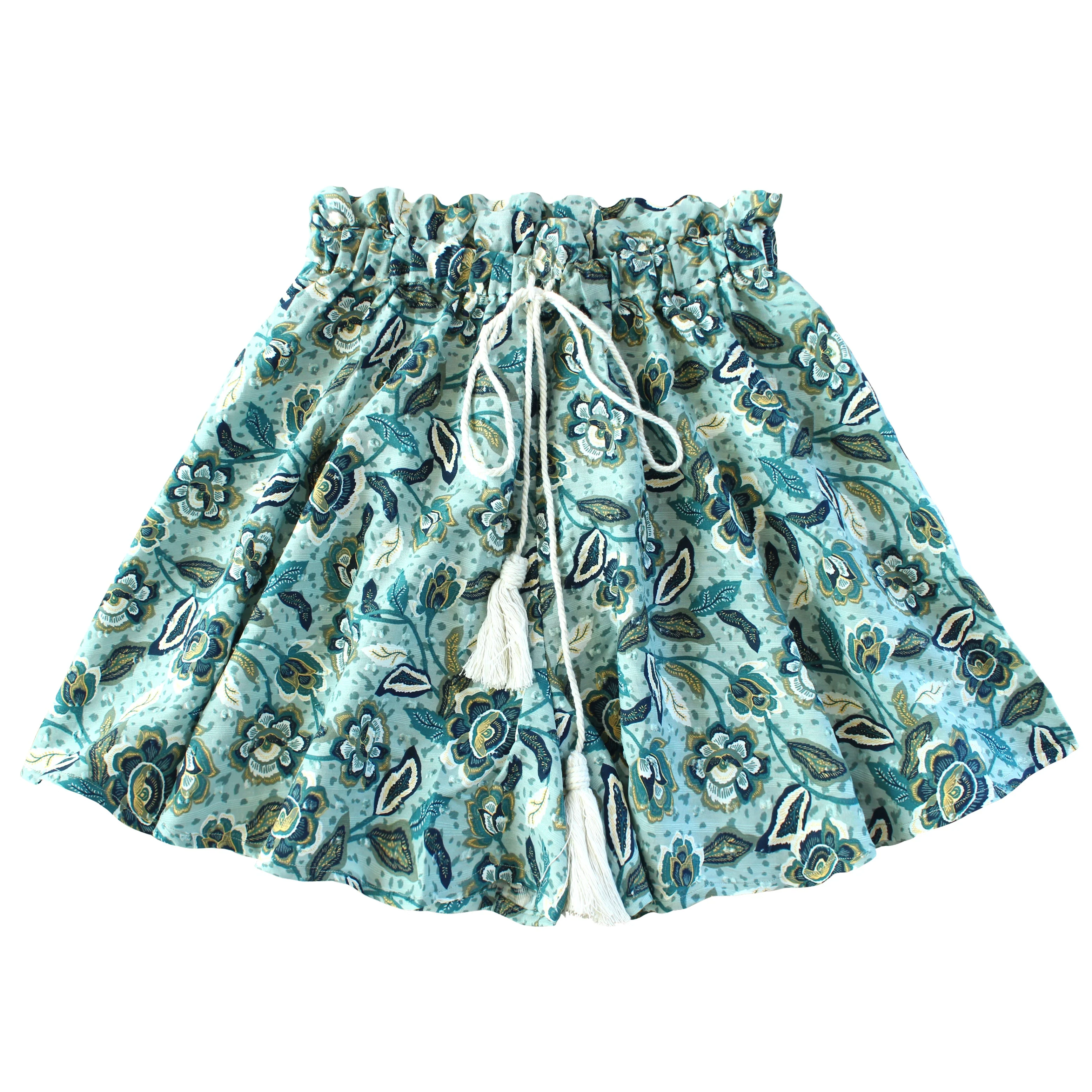 SEKAR Floral Batik Skorts In Sea Blue - Image 5