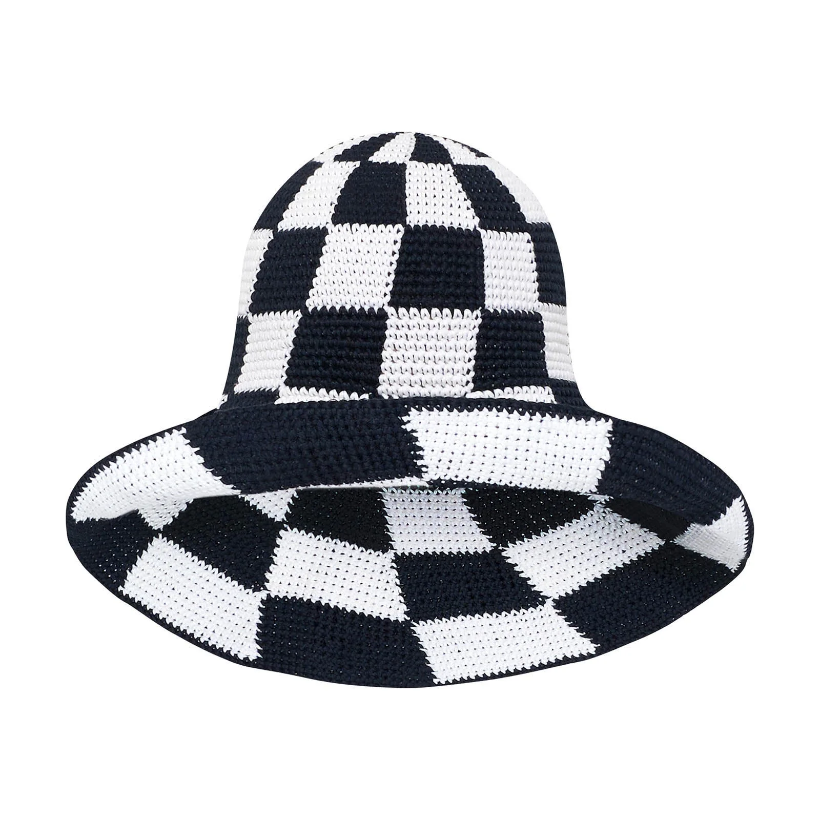 SHILO Checkered Crochet Hat In Black & White - Image 2