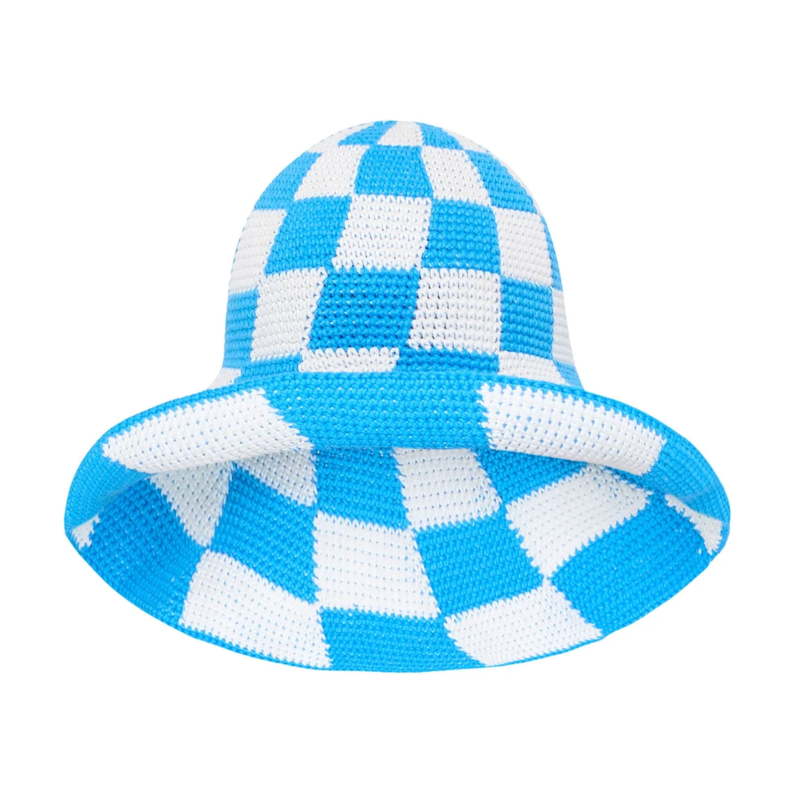 SHILO Checkered Crochet Hat In Green & White - Image 4