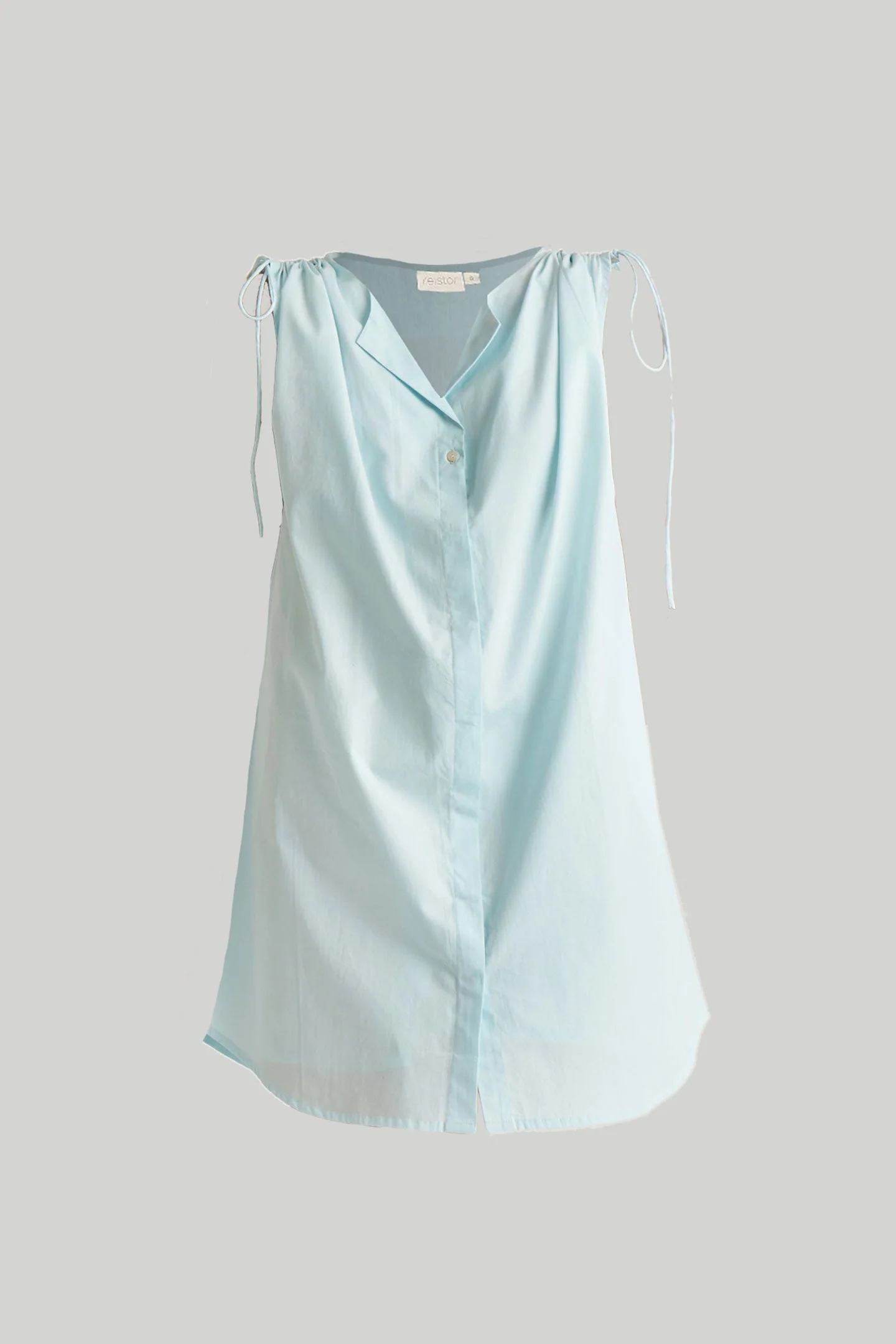 Shirt dress with Shoulder Tie Details in Summer Blue - Image 7