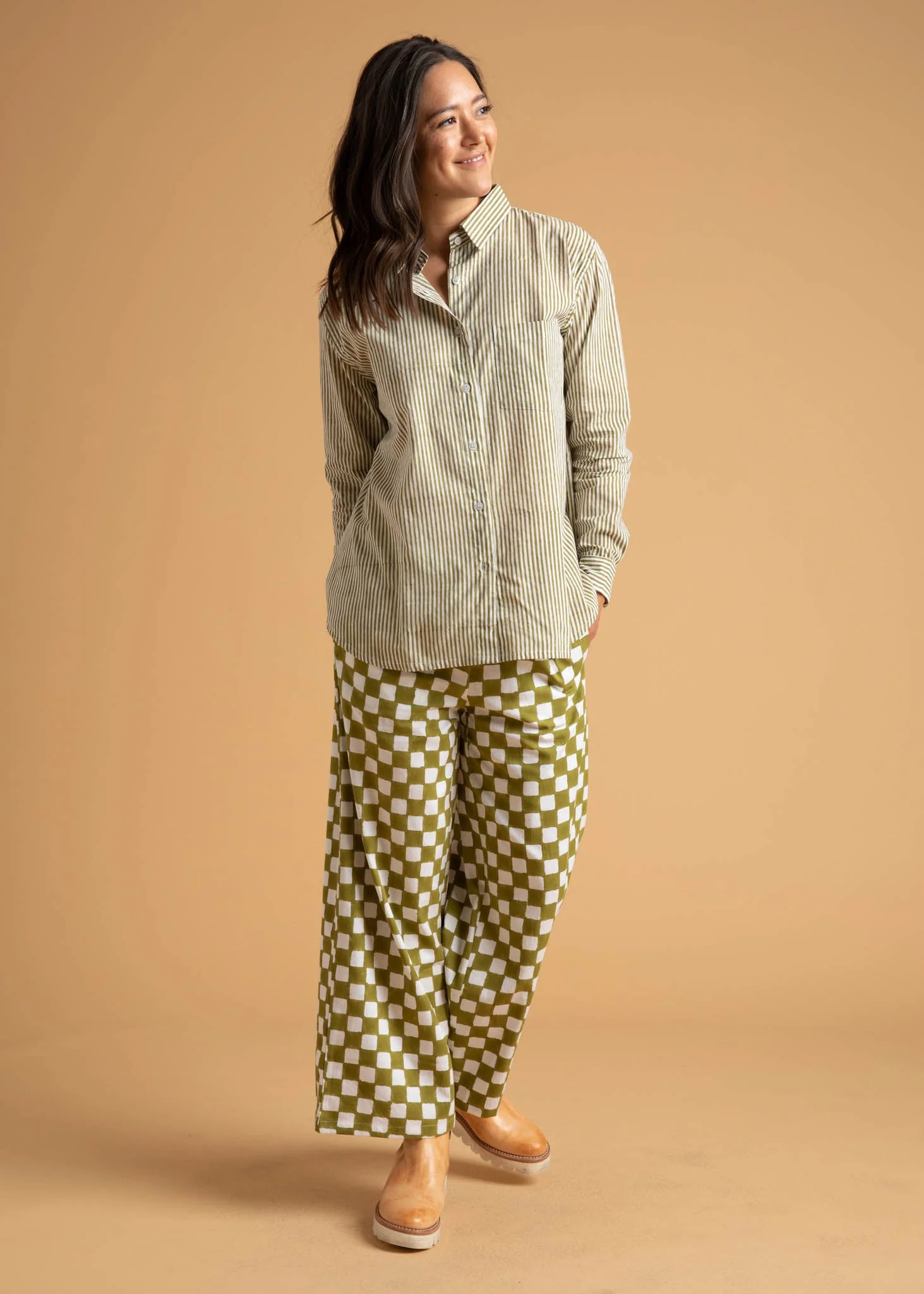 Shore Pant - Checkerboard Olive Oil - Image 2
