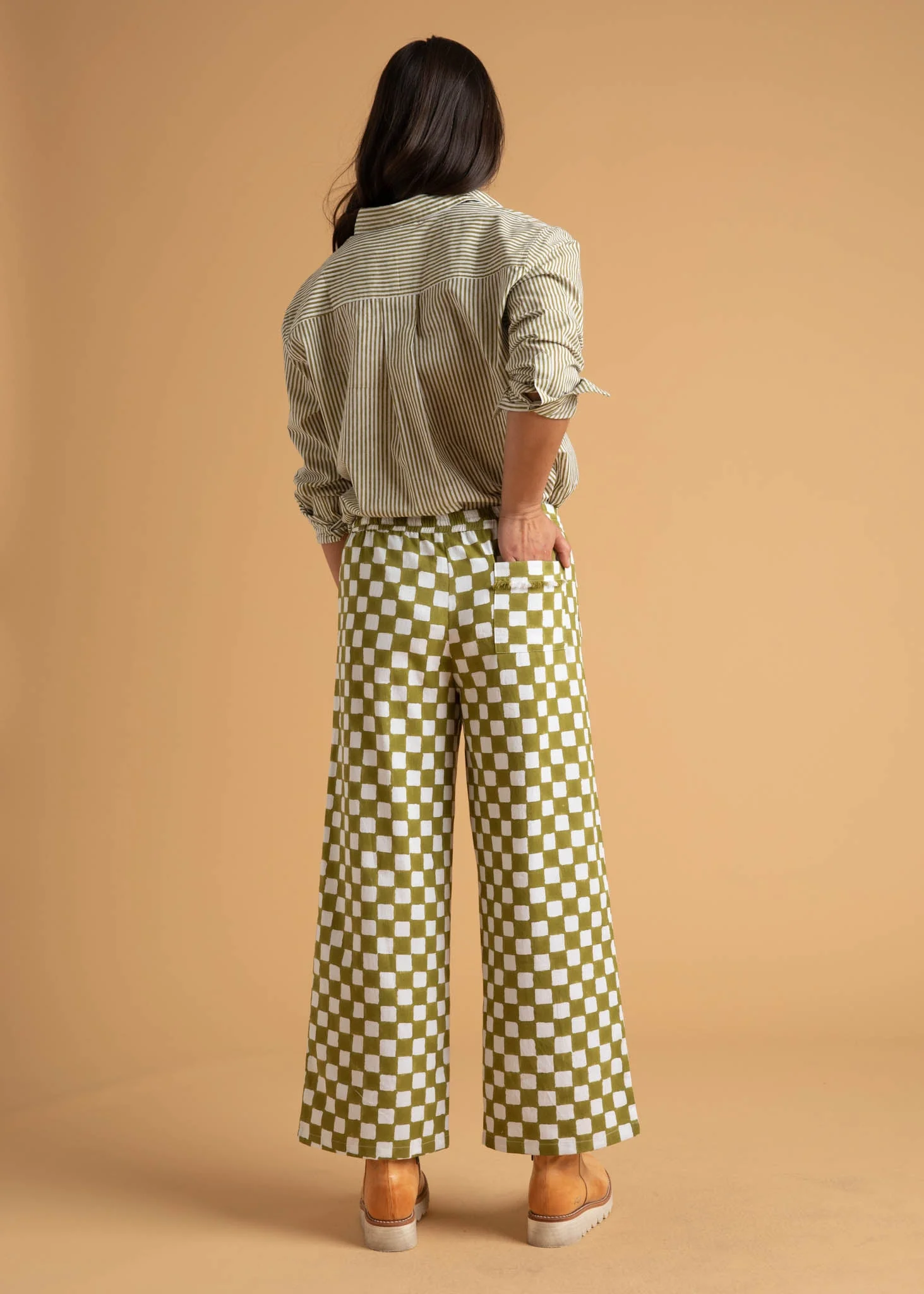 Shore Pant - Checkerboard Olive Oil - Image 5