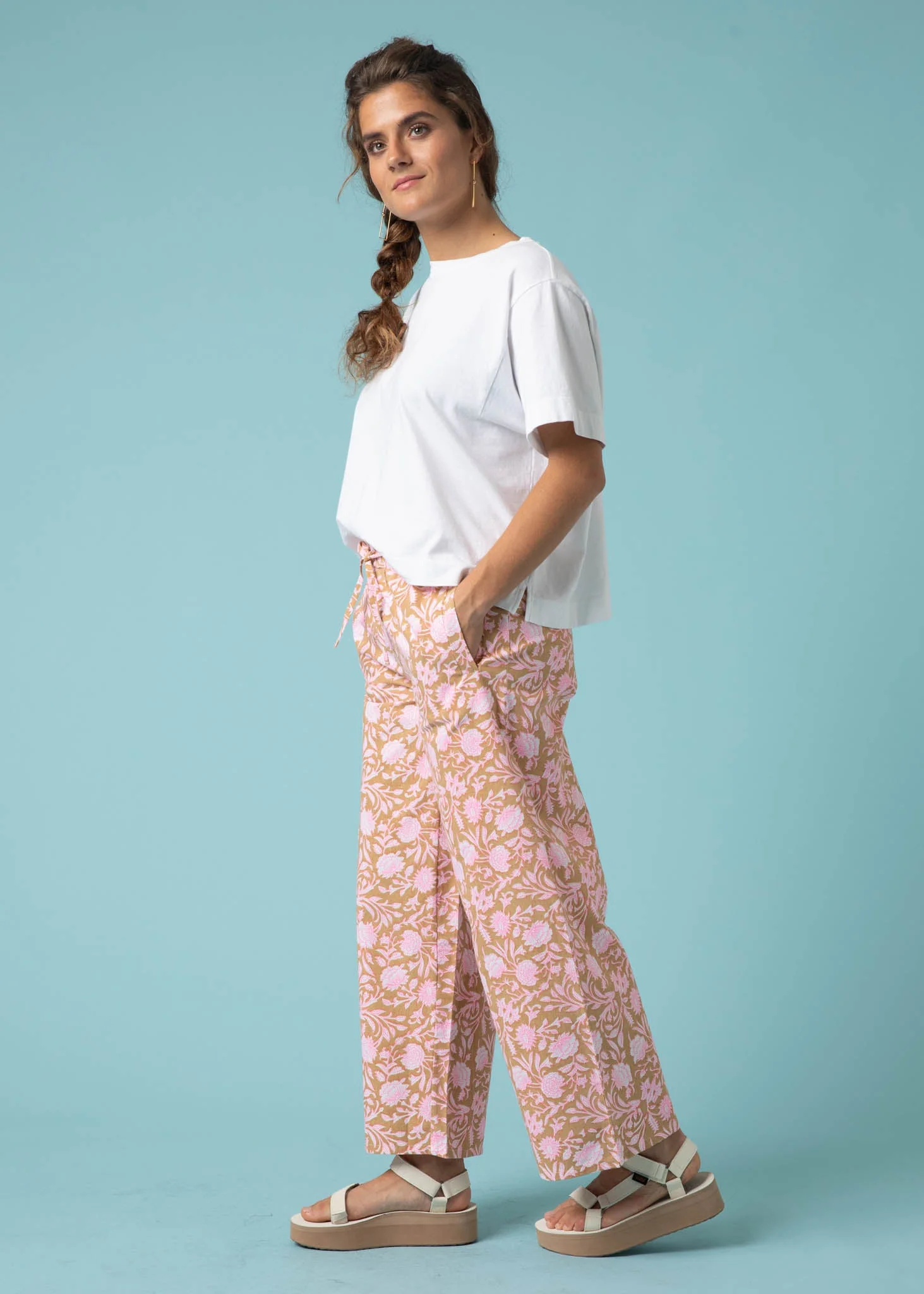 Shore Pant - Floral Escape in Baked Clay & Neon Pink - Image 6