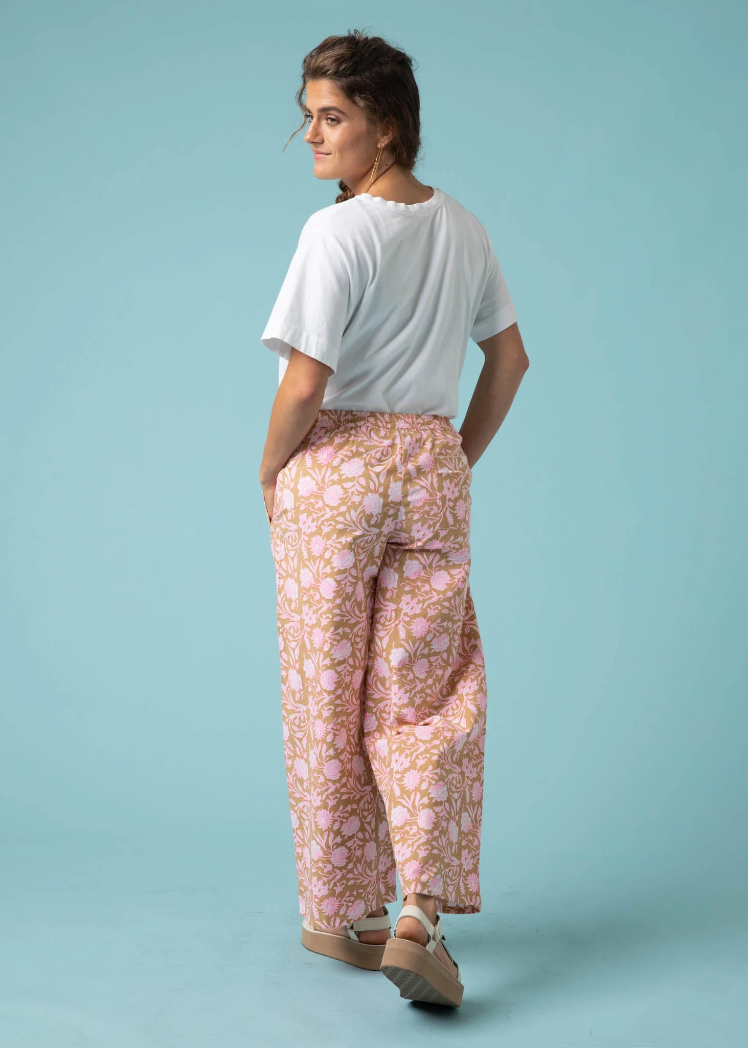 Shore Pant - Floral Escape in Baked Clay & Neon Pink - Image 7
